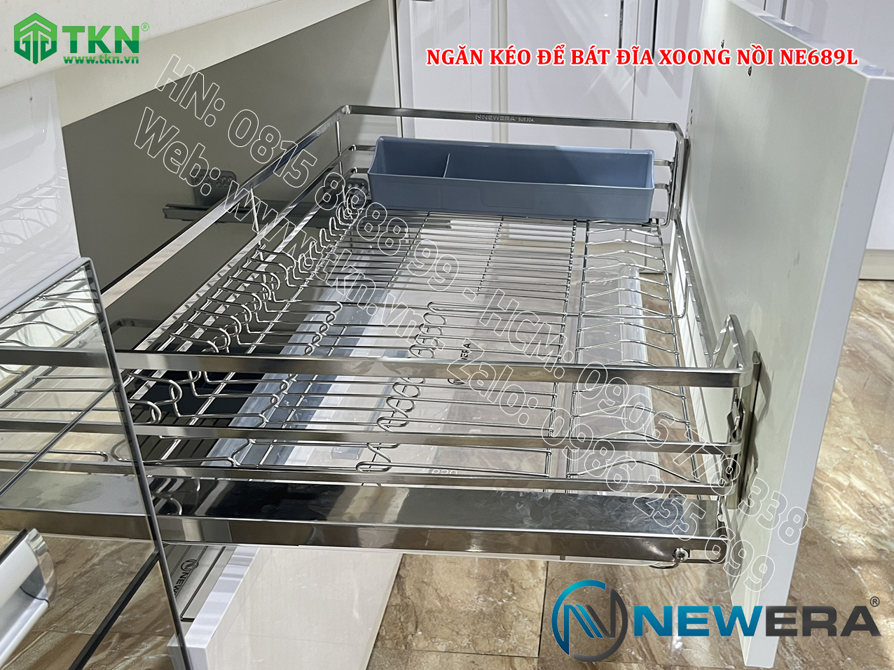 Giá để bát đĩa, xoong nồi NewEra 900mm inox 304 cánh kéo hoặc cánh mở nan dẹt NE689.900L 15