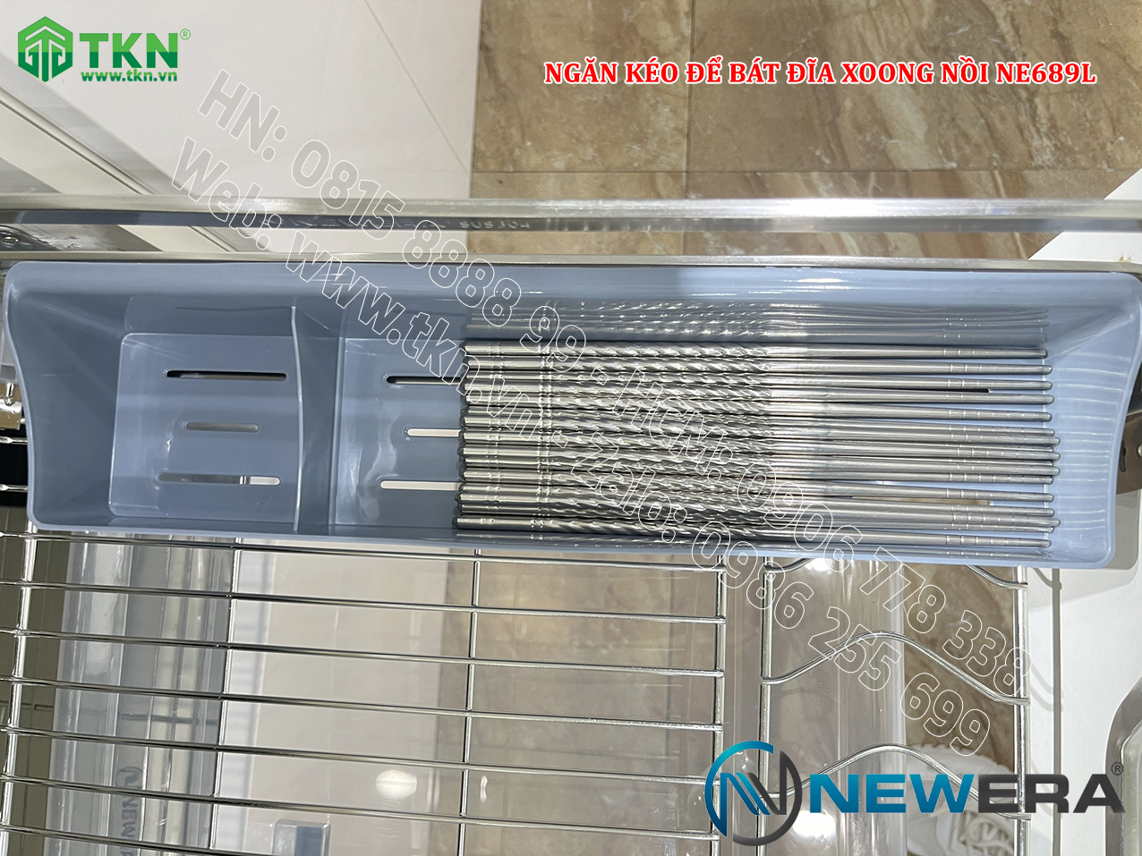 Giá để bát đĩa, xoong nồi NewEra 900mm inox 304 cánh kéo hoặc cánh mở nan dẹt NE689.900L 11