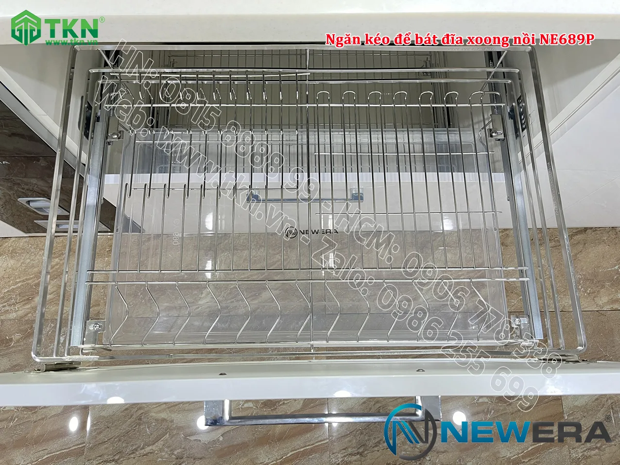 Giá để bát đĩa, xoong nồi NewEra 700mm nan dẹt inox 304 NE689.700P 6