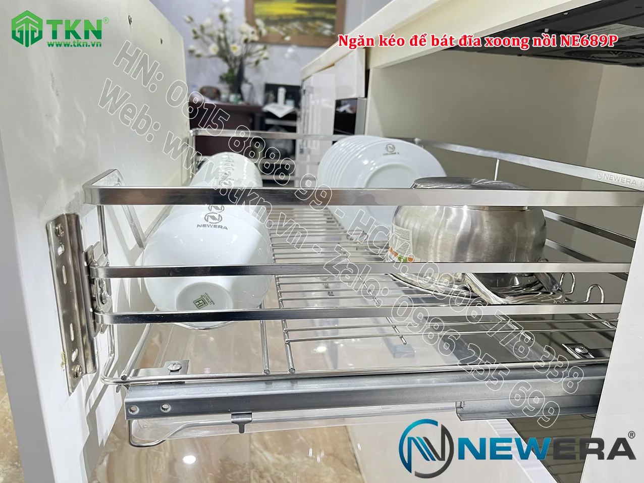 Giá để bát đĩa, xoong nồi NewEra 700mm nan dẹt inox 304 NE689.700P 3