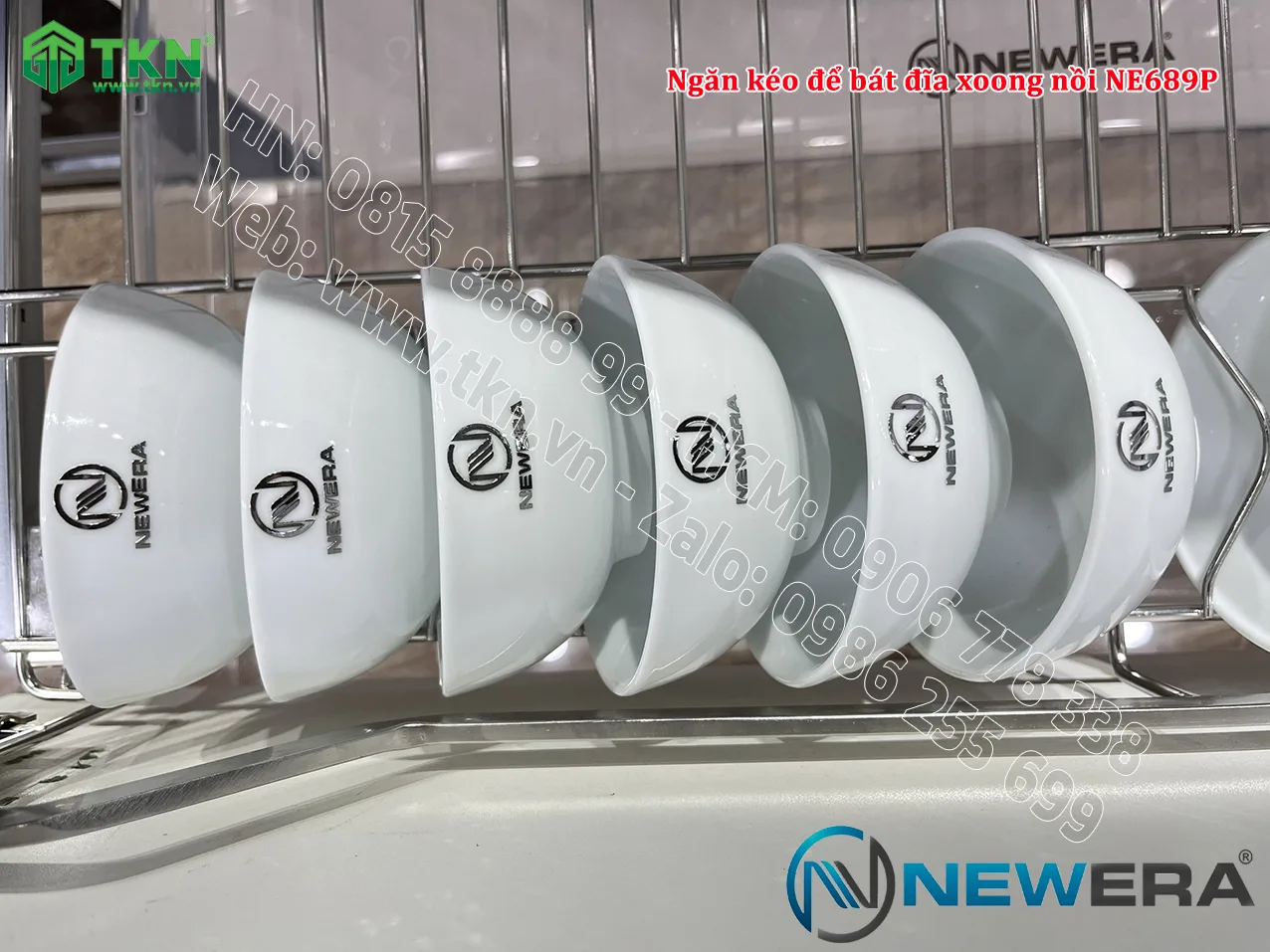 Giá để bát đĩa, xoong nồi NewEra 700mm nan dẹt inox 304 NE689.700P 4