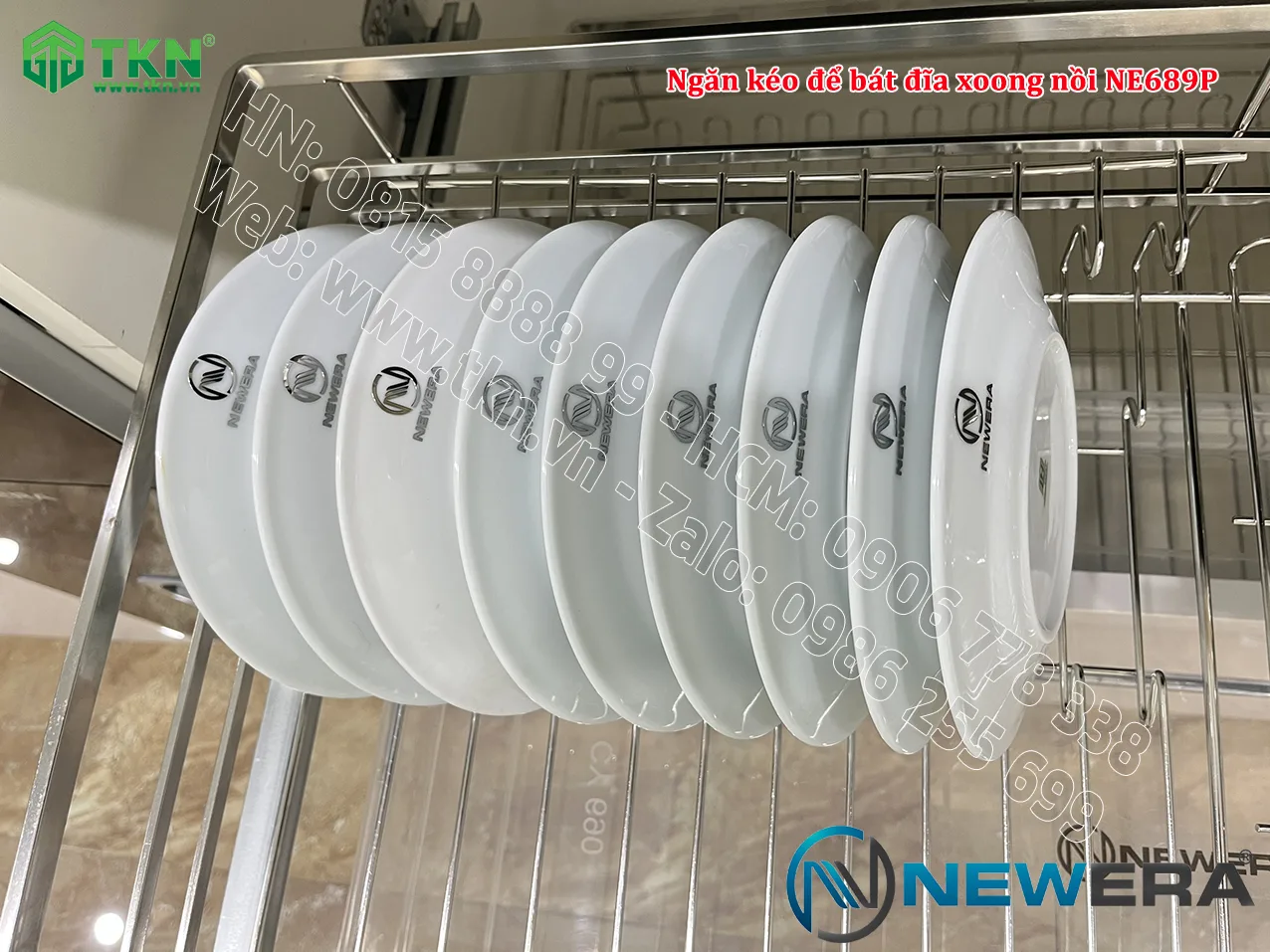 Giá để bát đĩa, xoong nồi NewEra 700mm nan dẹt inox 304 NE689.700P 5