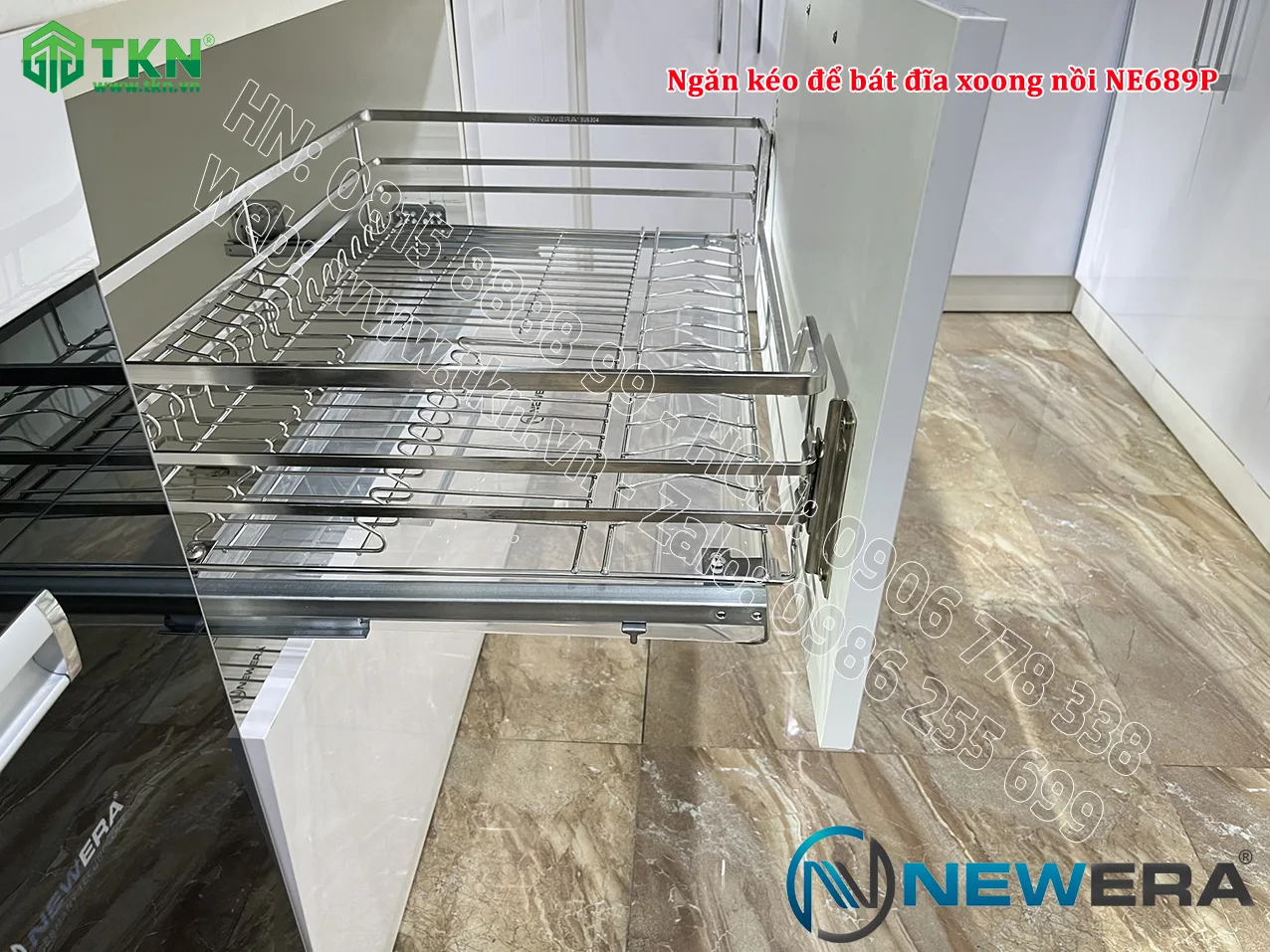 Giá để bát đĩa, xoong nồi NewEra 700mm nan dẹt inox 304 NE689.700P 7