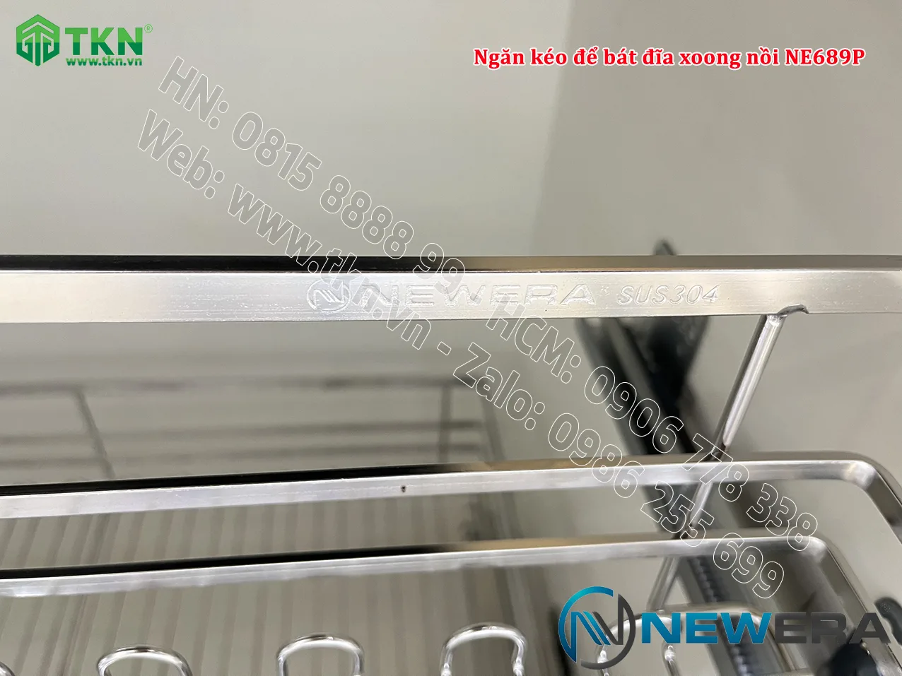 Giá để bát đĩa, xoong nồi NewEra 700mm nan dẹt inox 304 NE689.700P 8