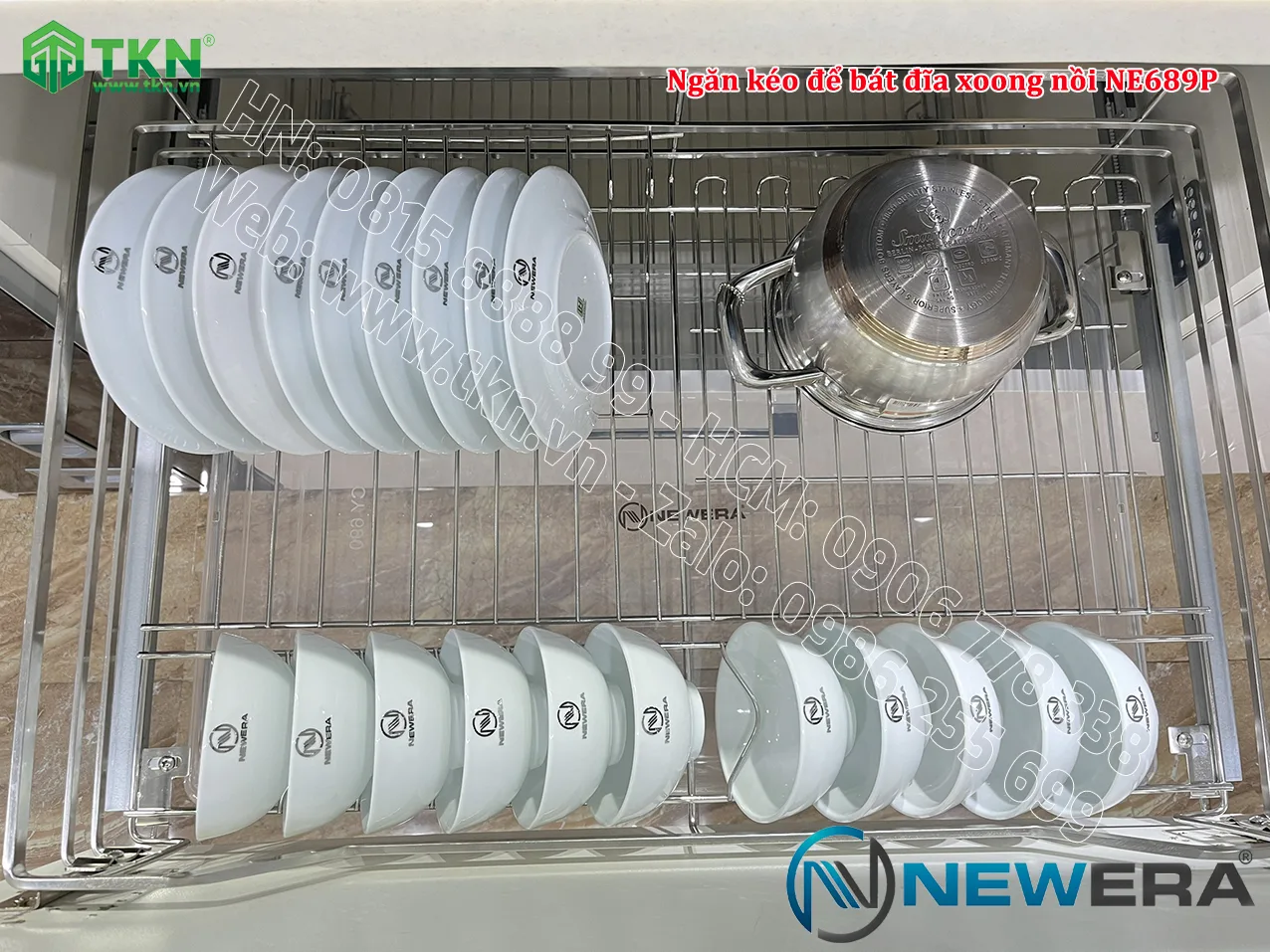 Giá để bát đĩa, xoong nồi NewEra 700mm nan dẹt inox 304 NE689.700P 1