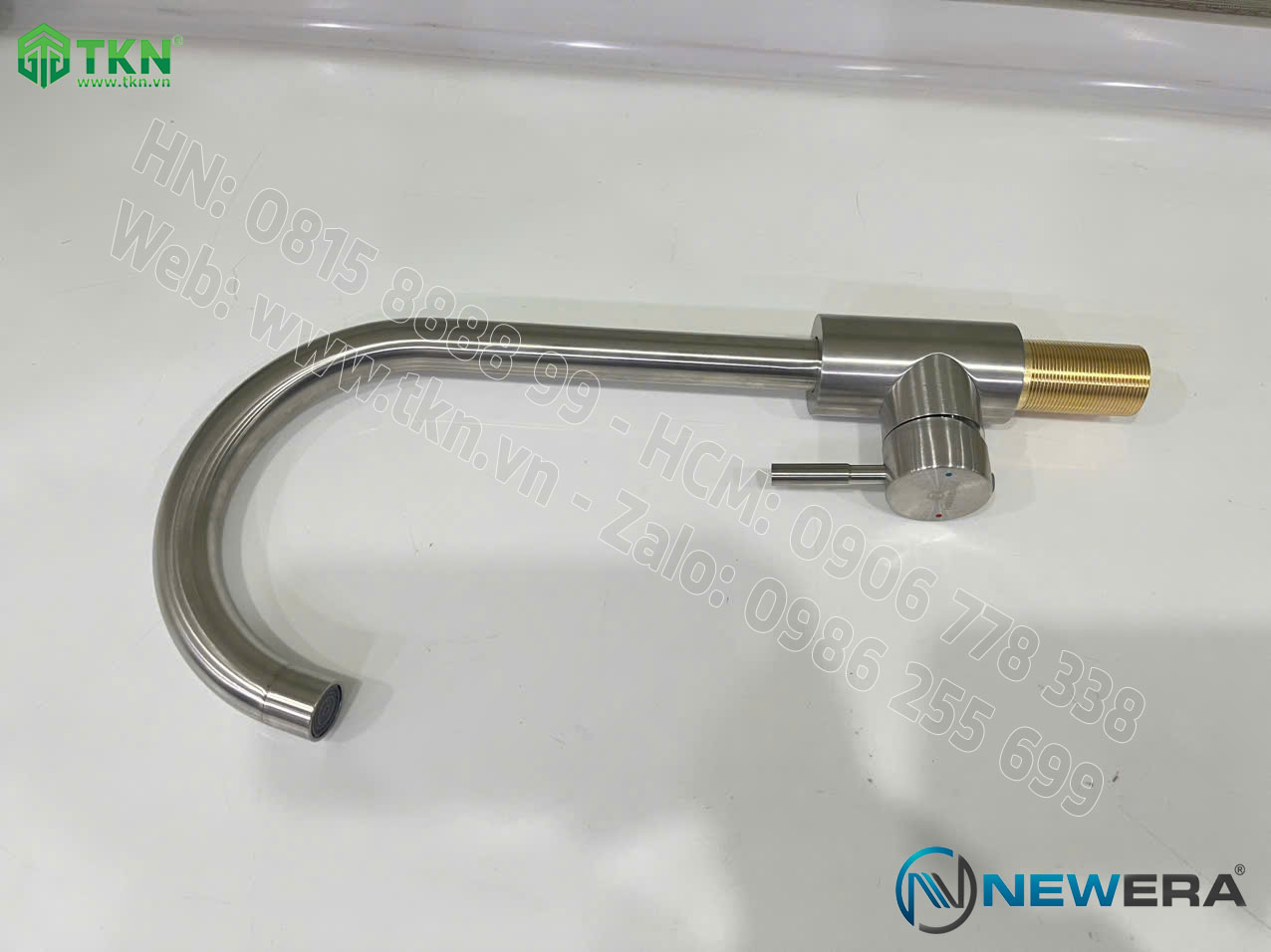 Vòi chậu rửa bát NewEra inox 304 2 đường nóng lạnh NE88K11N 7