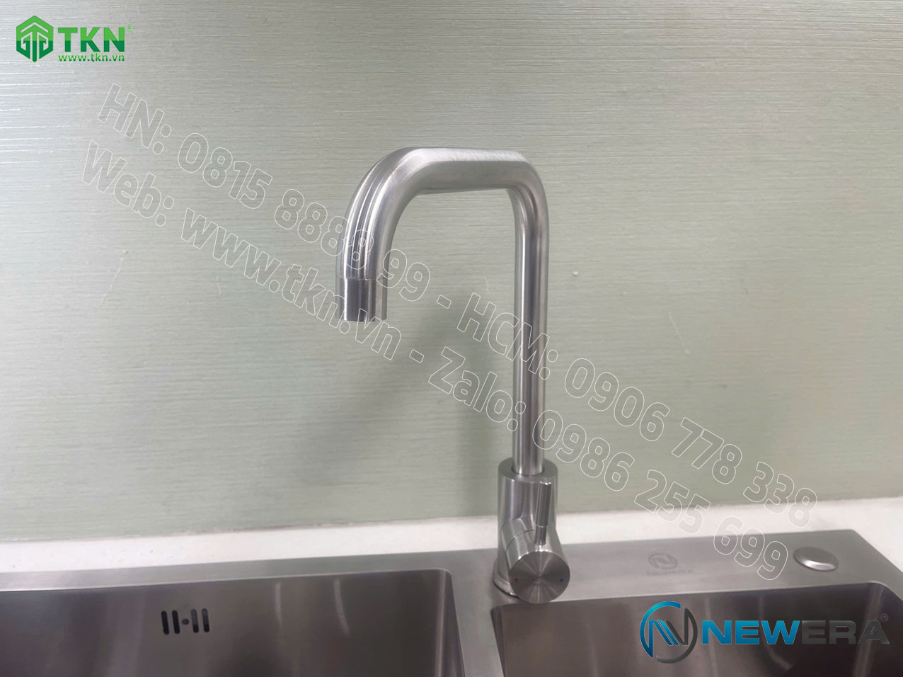 Vòi chậu rửa bát NewEra inox 304 màu inox bóng mờ NE88K12N 1