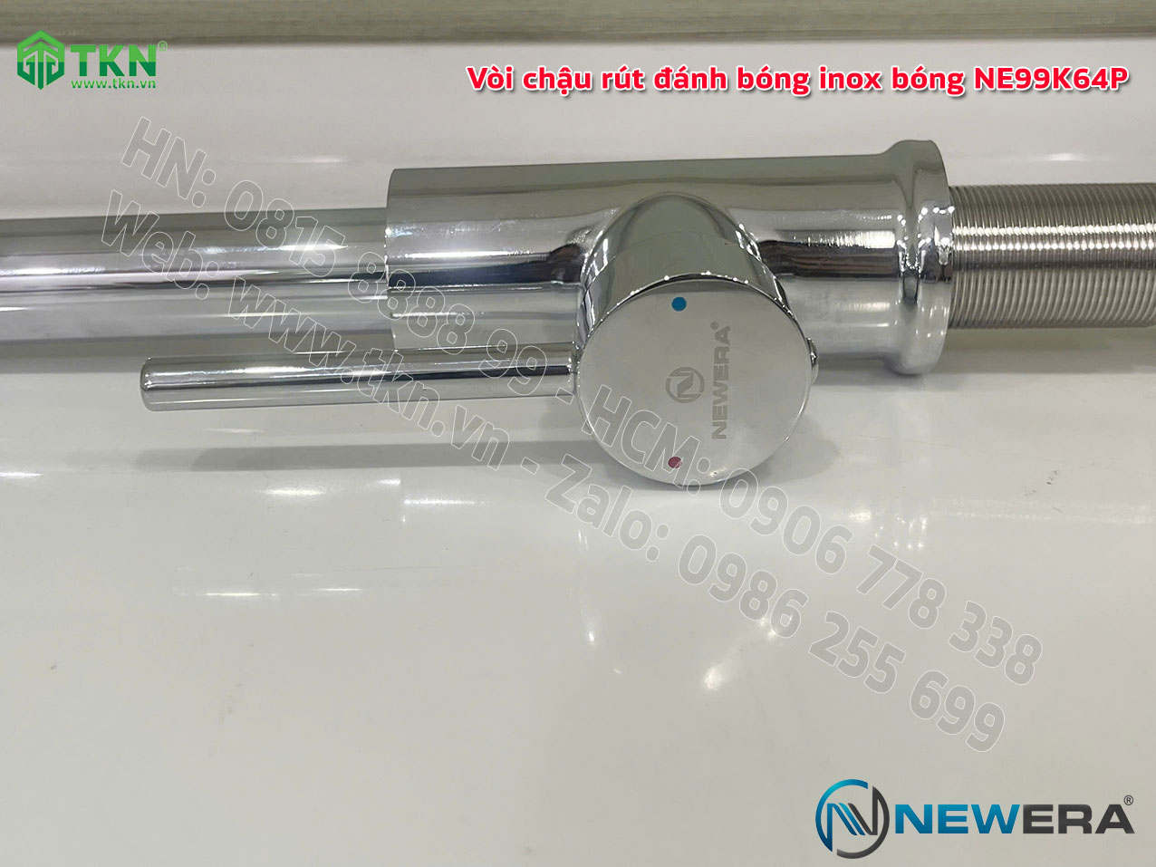 Vòi chậu rửa bát NewEra dây rút inox 304 bóng gương NE99K64P 14