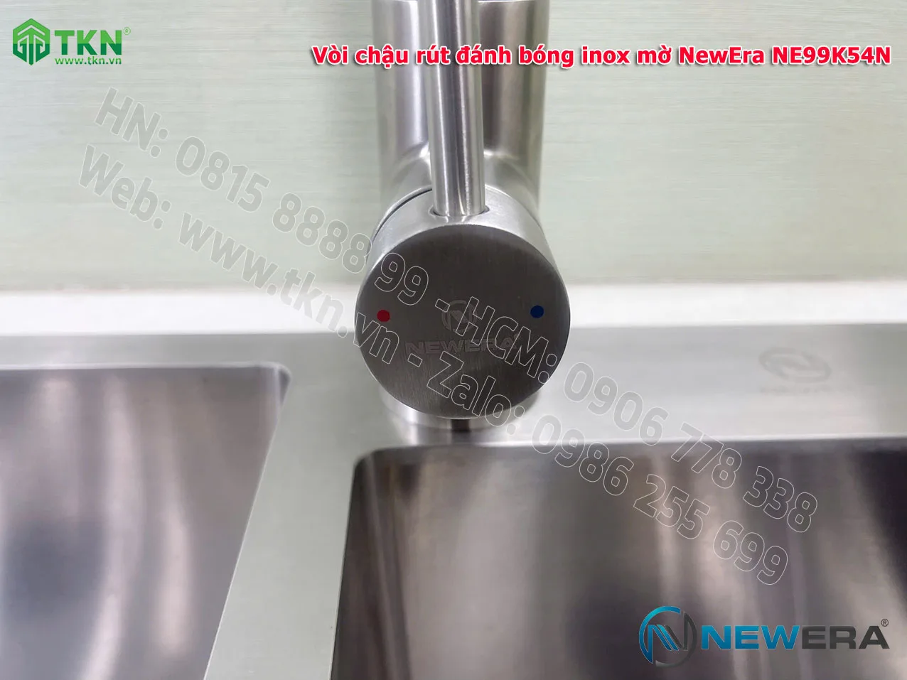Vòi chậu rửa bát NewEra dây rút inox 304 NE99K54N 9