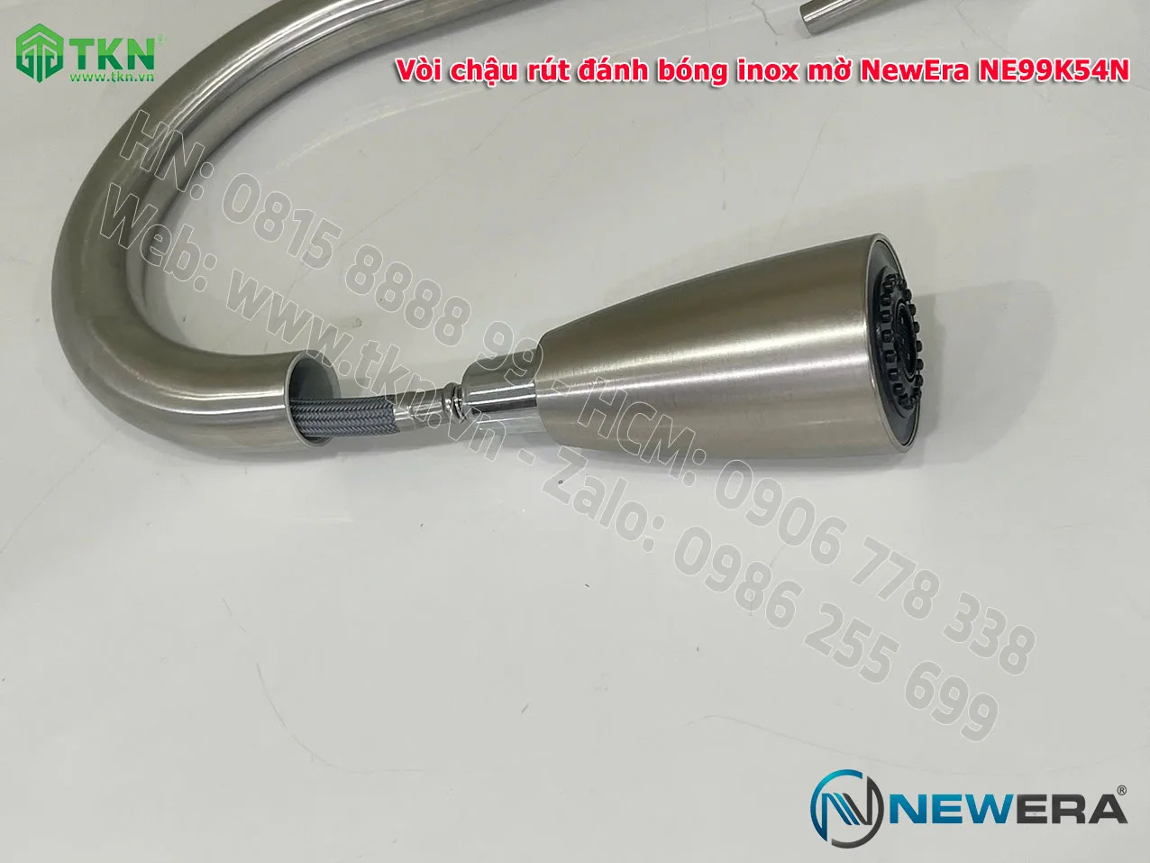 Vòi chậu rửa bát NewEra dây rút inox 304 NE99K54N 7