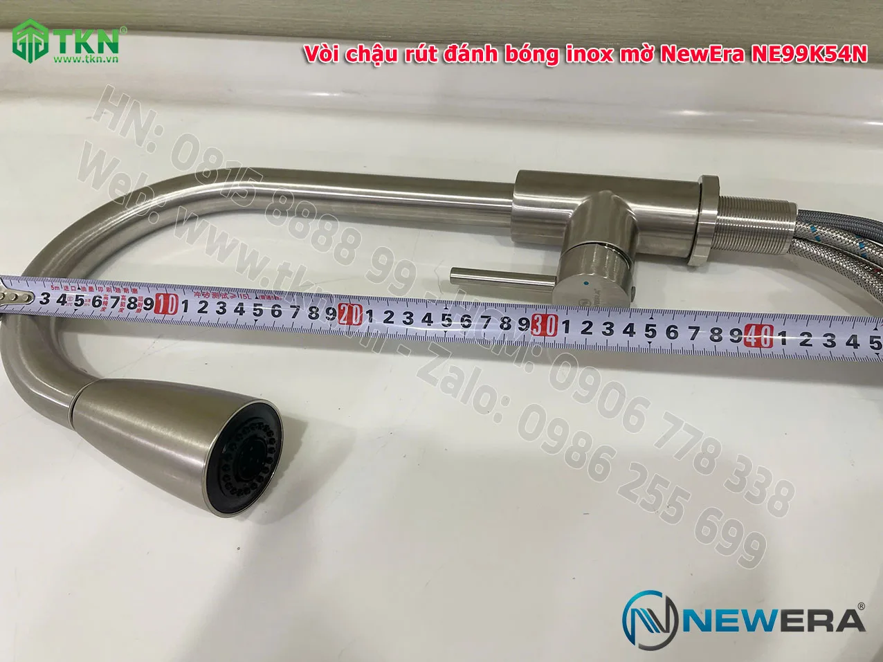 Vòi chậu rửa bát NewEra dây rút inox 304 NE99K54N 3