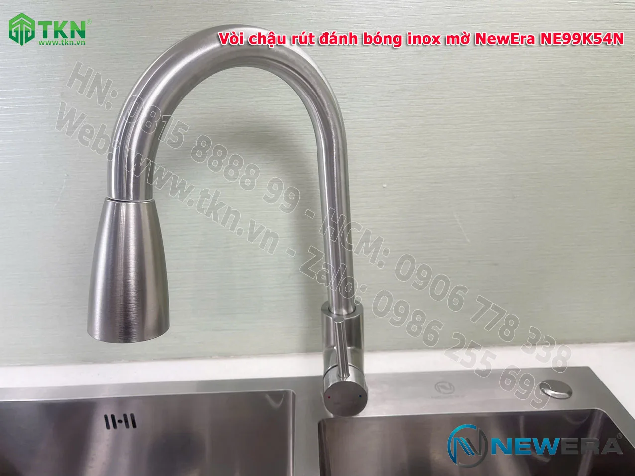 Vòi chậu rửa bát NewEra dây rút inox 304 NE99K54N 1