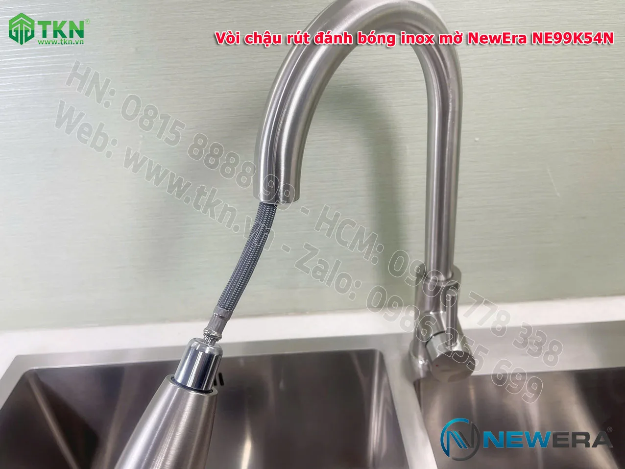 Vòi chậu rửa bát NewEra dây rút inox 304 NE99K54N