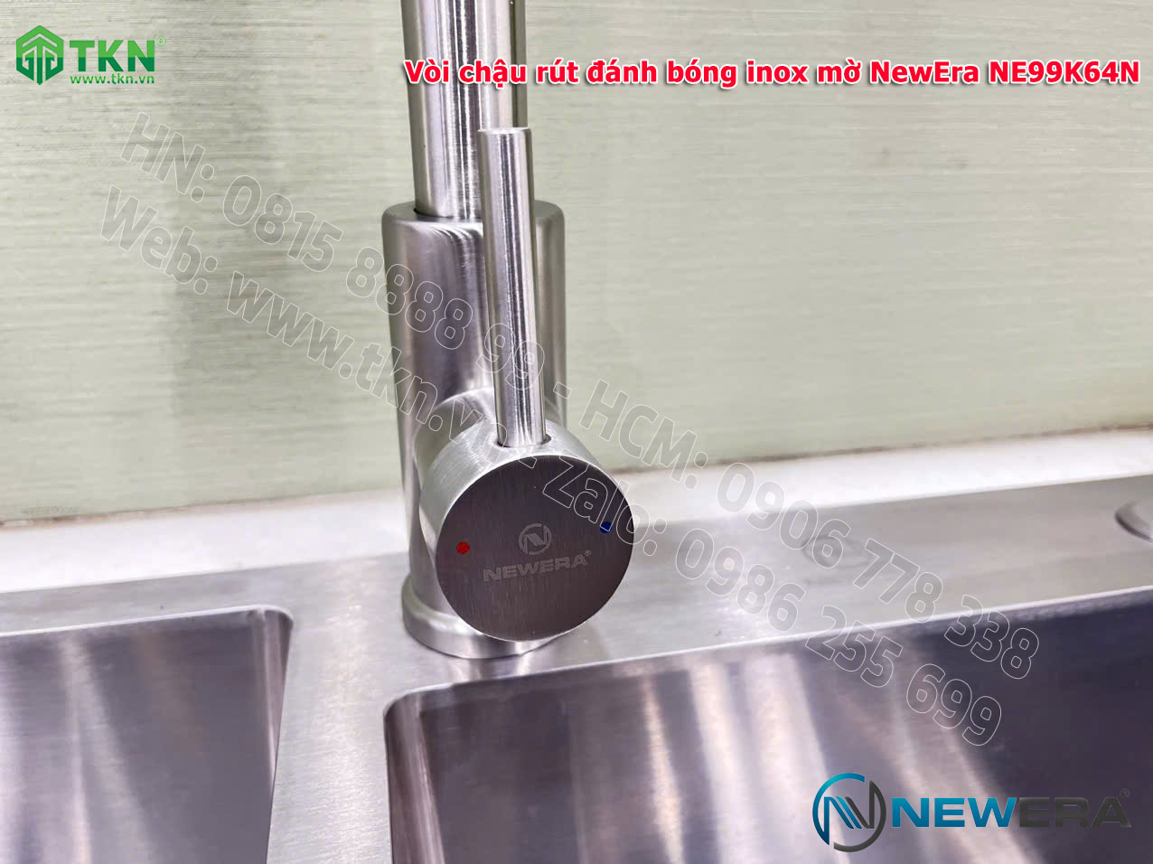 Vòi chậu rửa bát NewEra dây rút inox 304 NE99K64N 4