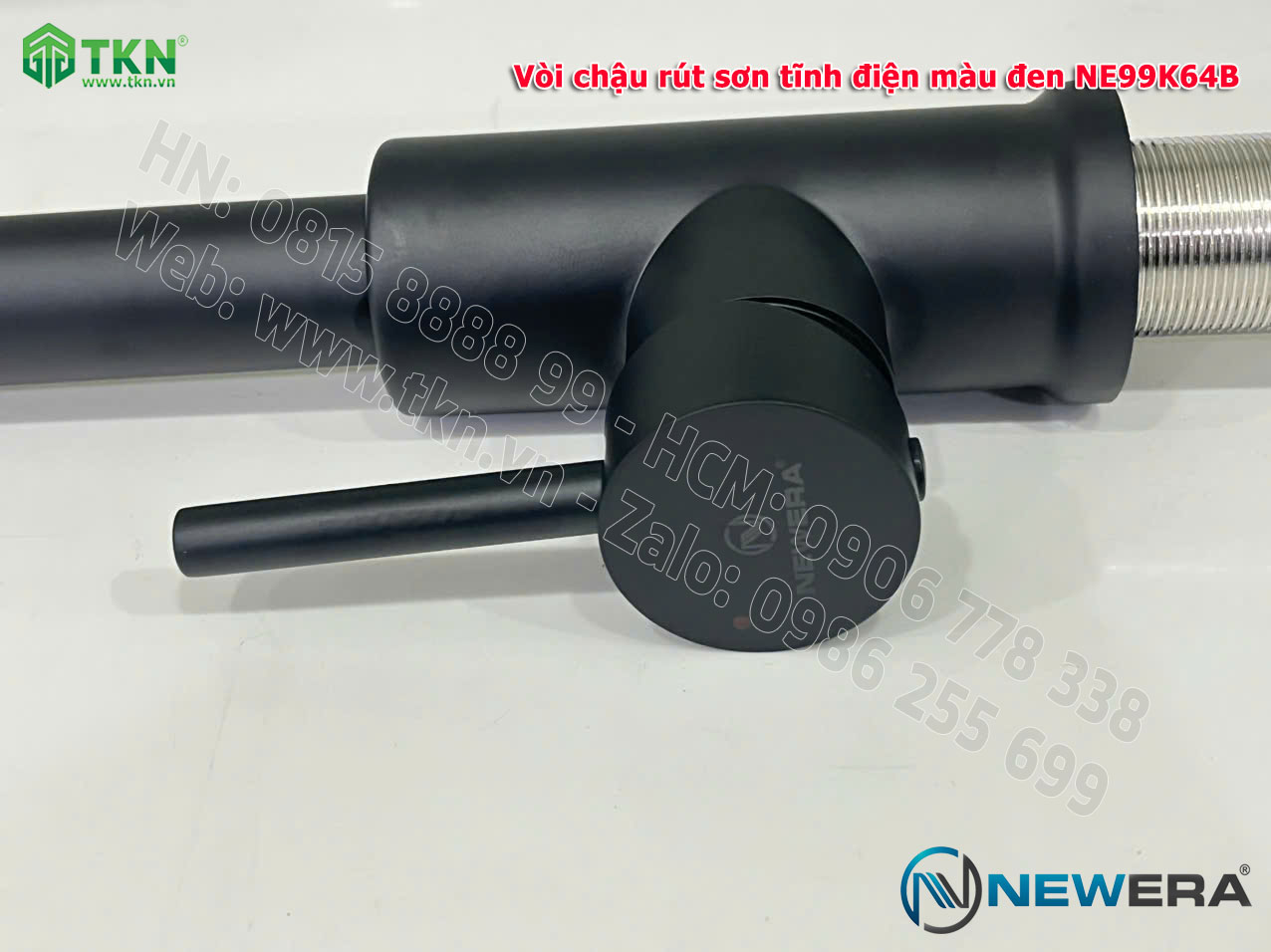 Vòi chậu rửa bát NewEra dây rút inox 304 màu đen NE99K64B 10