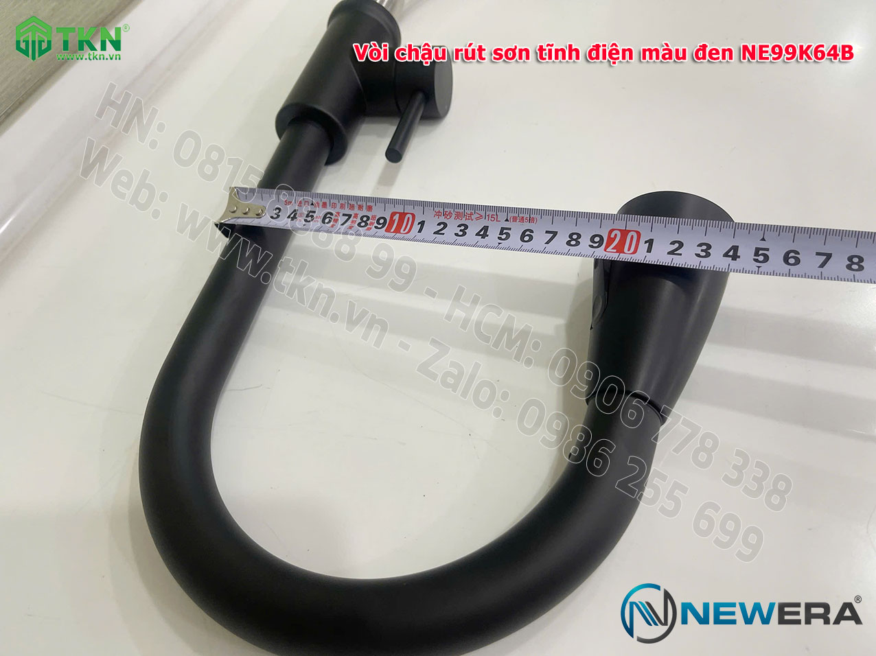 Vòi chậu rửa bát NewEra dây rút inox 304 màu đen NE99K64B 12