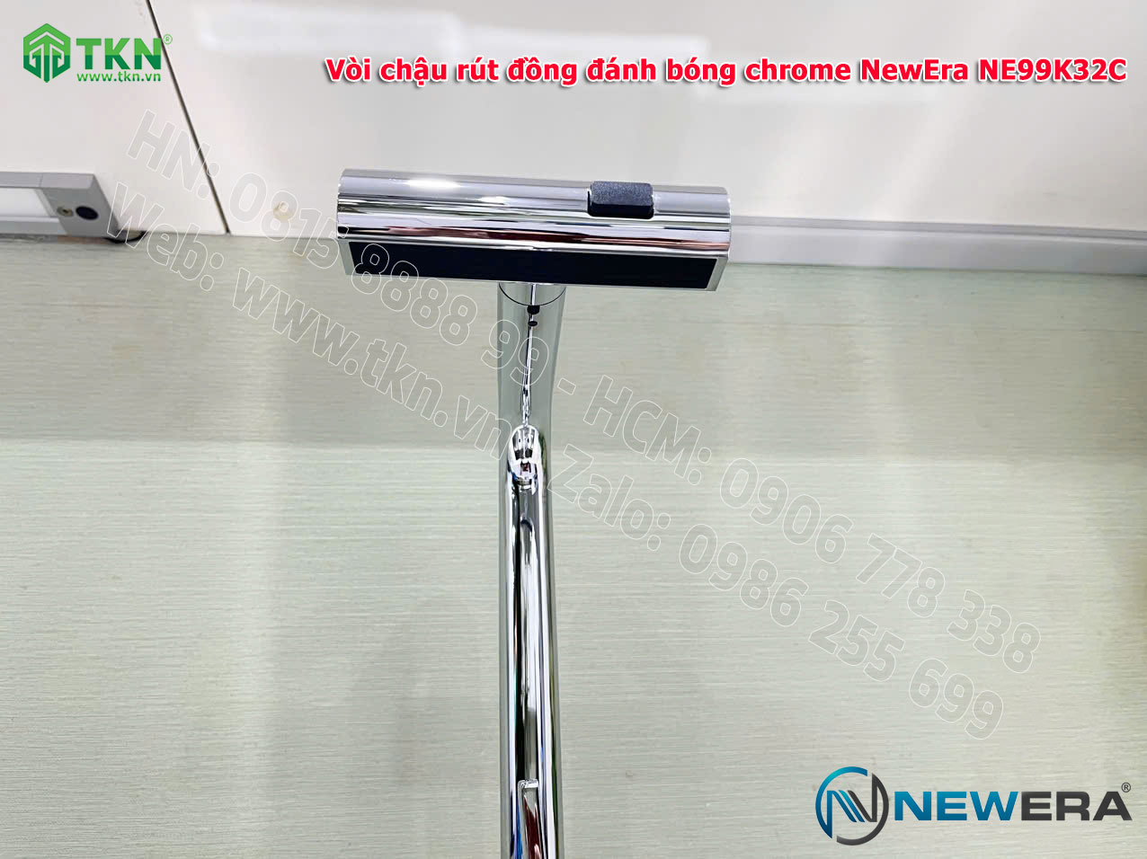 Vòi chậu rửa bát NewEra chất liệu đồng, đánh bóng chrome, 2 đường nóng lạnh NE99K32C 4