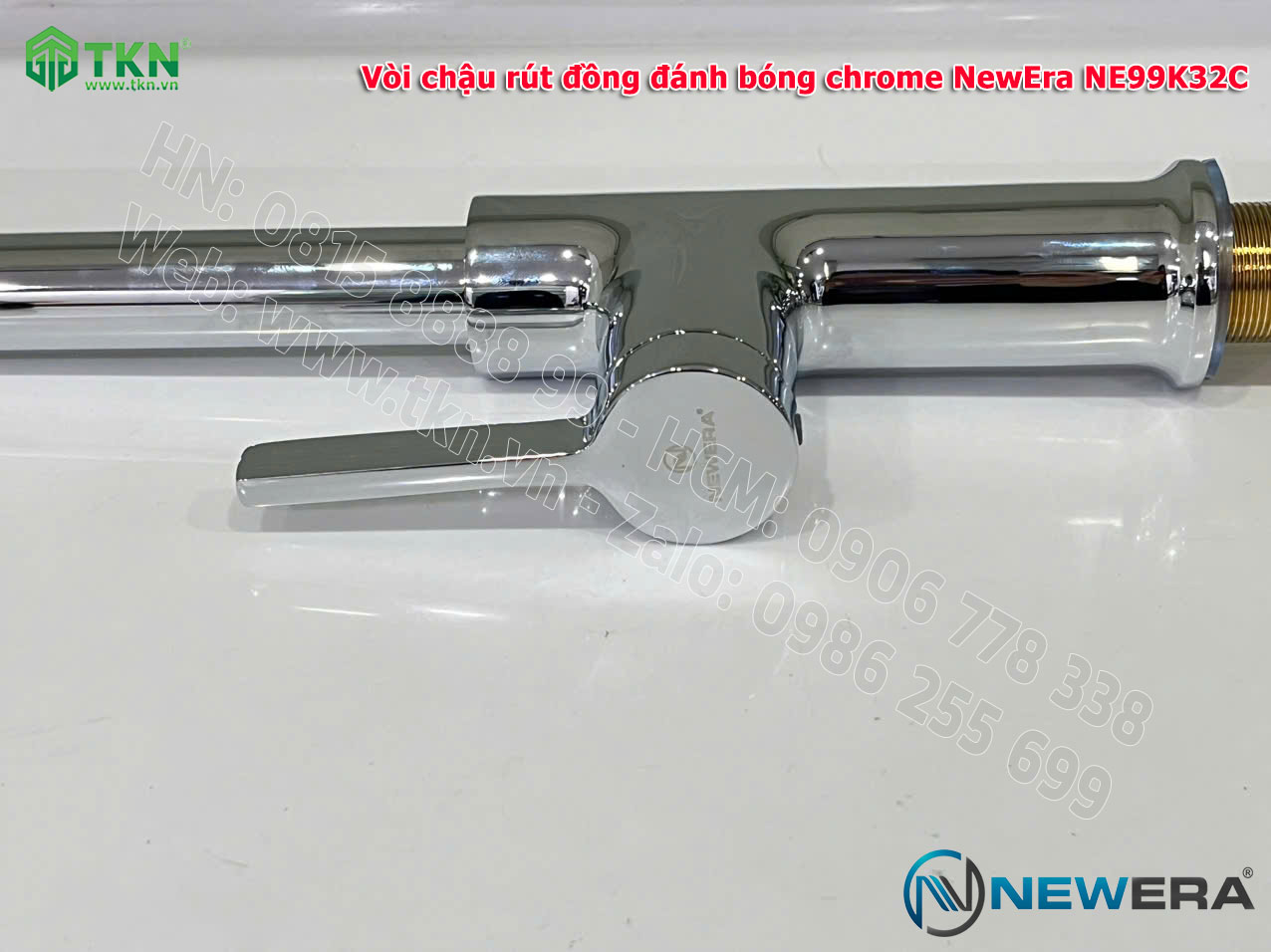 Vòi chậu rửa bát NewEra chất liệu đồng, đánh bóng chrome, 2 đường nóng lạnh NE99K32C 10