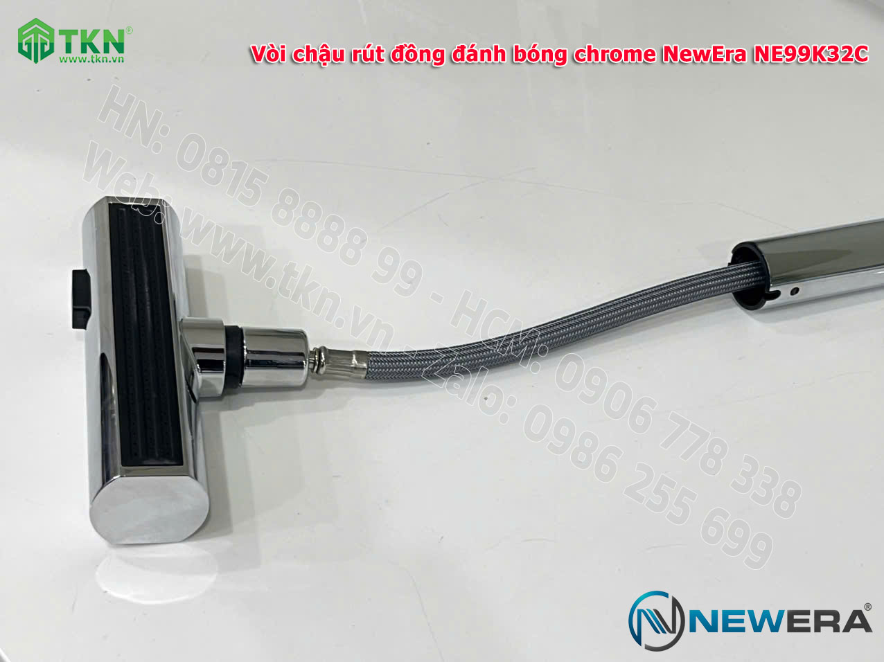 Vòi chậu rửa bát NewEra chất liệu đồng, đánh bóng chrome, 2 đường nóng lạnh NE99K32C 14