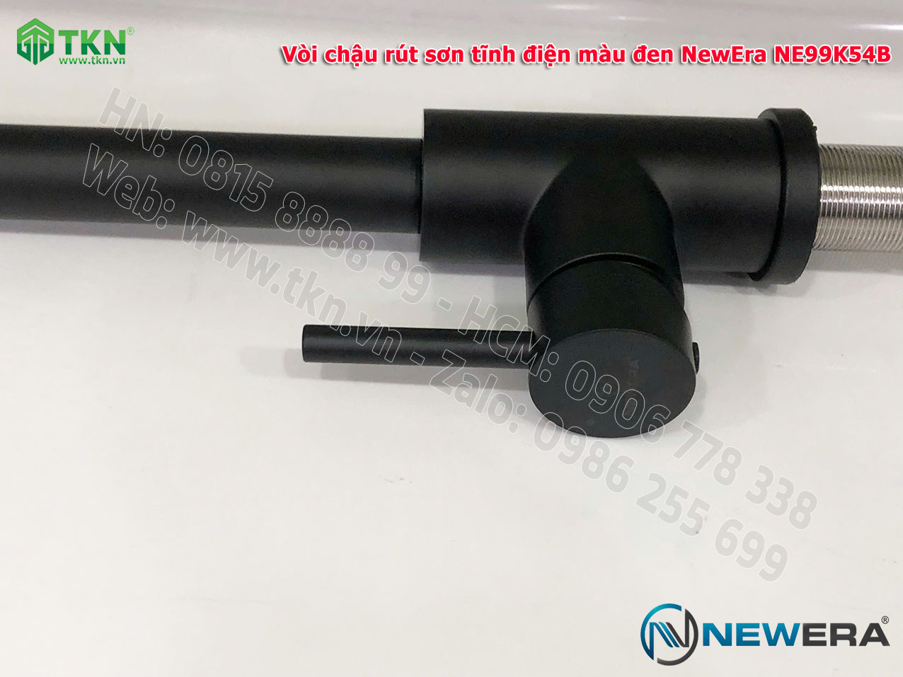 Vòi chậu rửa bát NewEra dây rút inox 304 màu đen NE99K54B 20