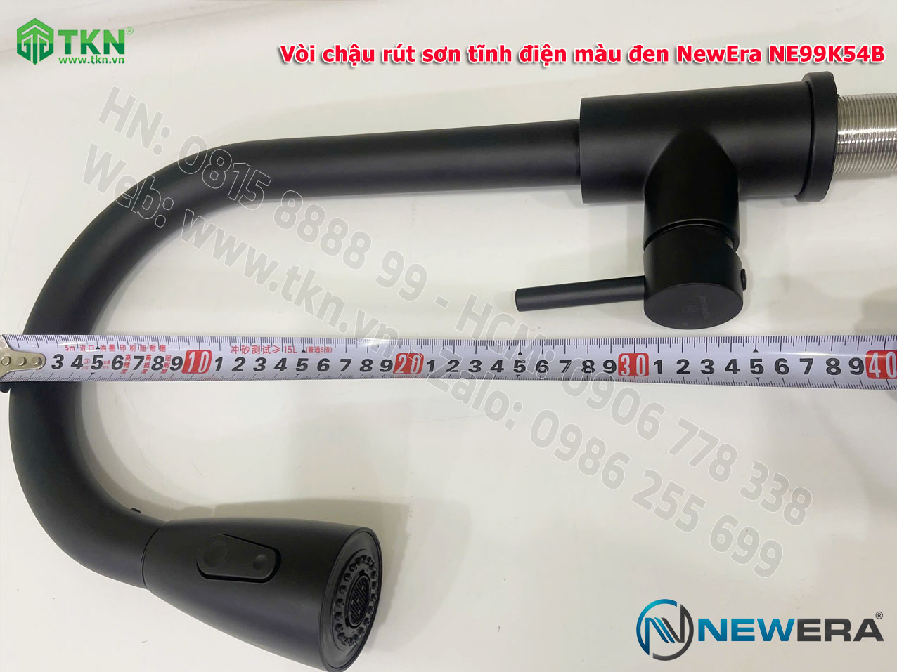 Vòi chậu rửa bát NewEra dây rút inox 304 màu đen NE99K54B 23