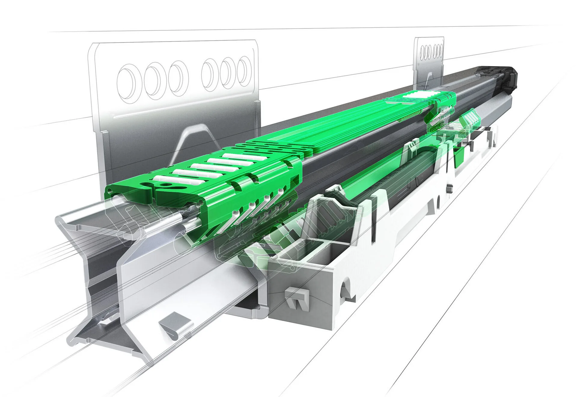 Ray trượt Grass Dynaneo EB 21, mở toàn phần, giảm chấn DN137.500F 1