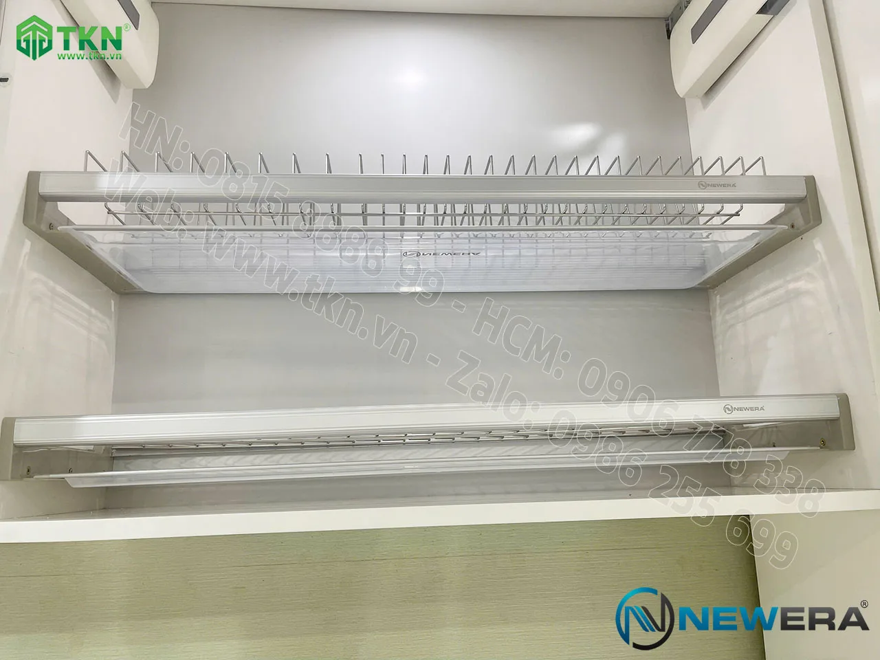 Giá để bát đĩa cố định NewEra 2 tầng inox 304 NE855.600L 5