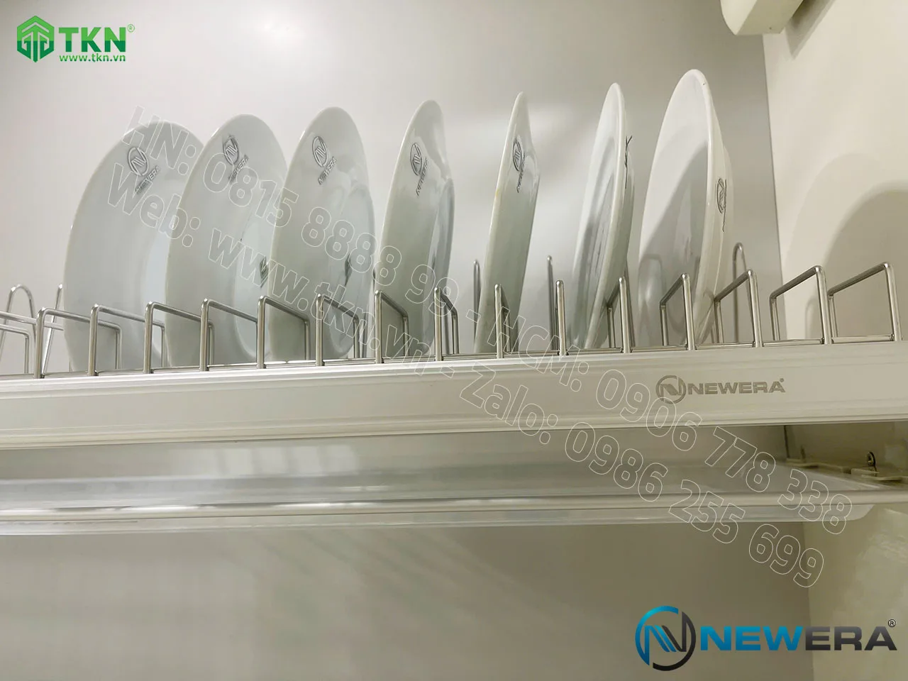 Giá để bát đĩa cố định NewEra 2 tầng inox 304 NE855.600L 4