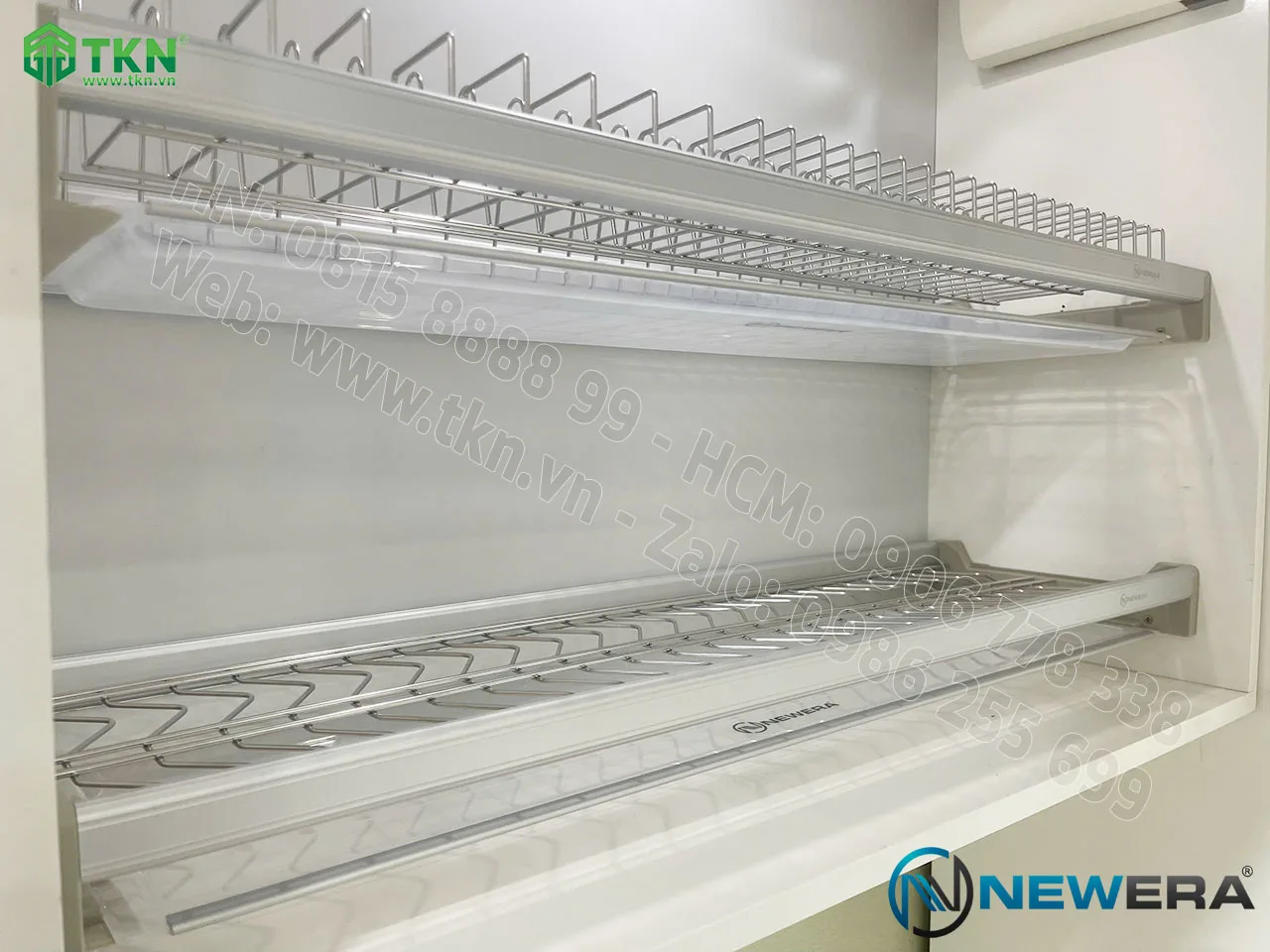 Giá để bát đĩa cố định NewEra 2 tầng inox 304 NE855.600L 6