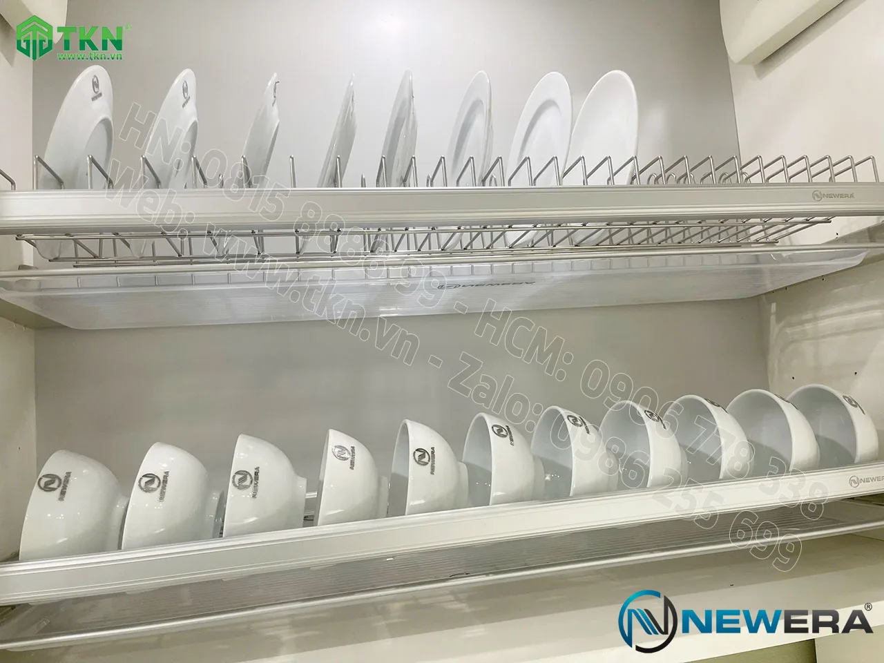 Giá để bát đĩa cố định NewEra 2 tầng inox 304 NE855.600L 1