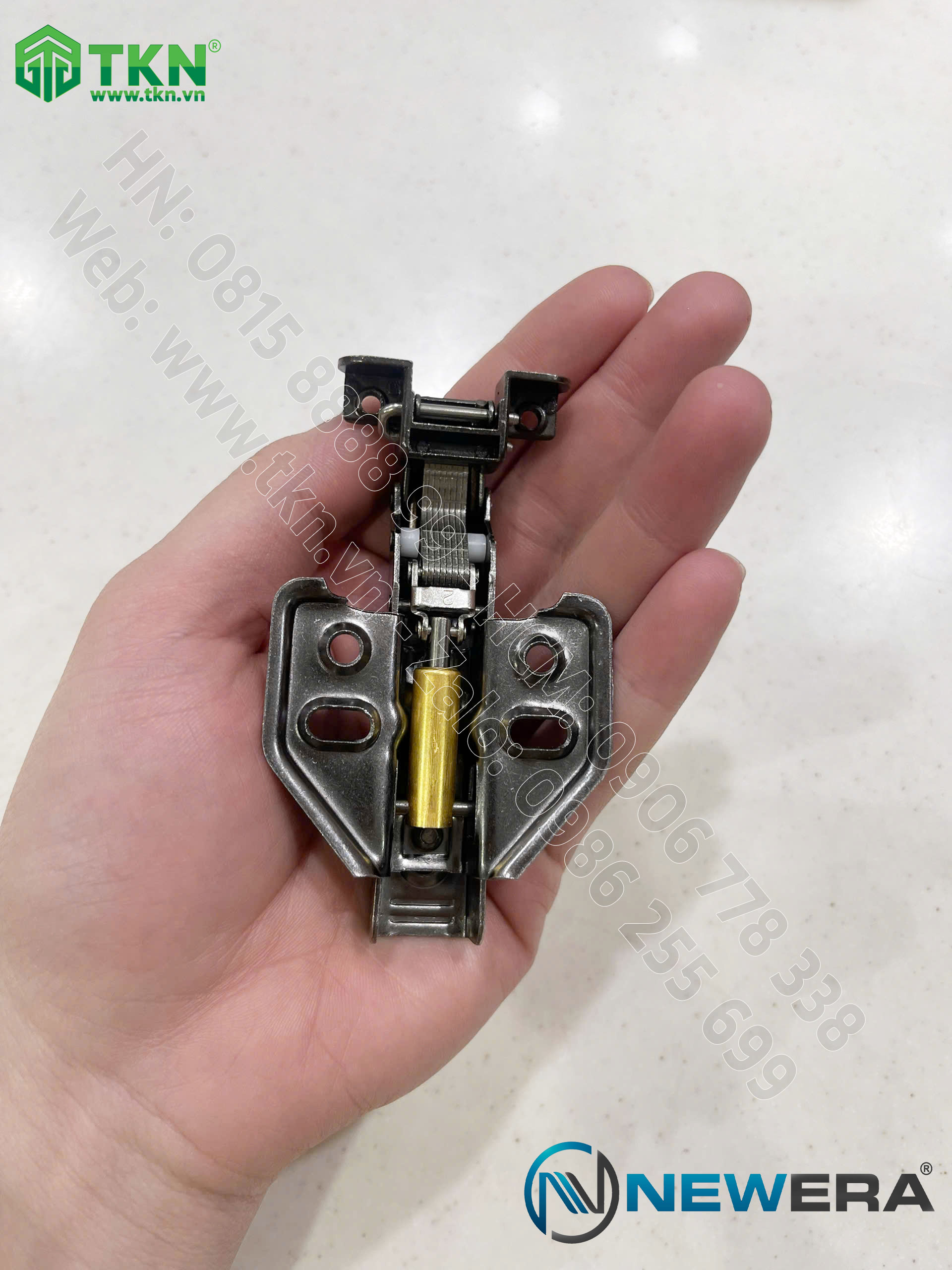 Bản lề cong vừa NewEra khung nhôm giảm chấn piston đồng dùng cho cánh kính khung nhôm 399B 14