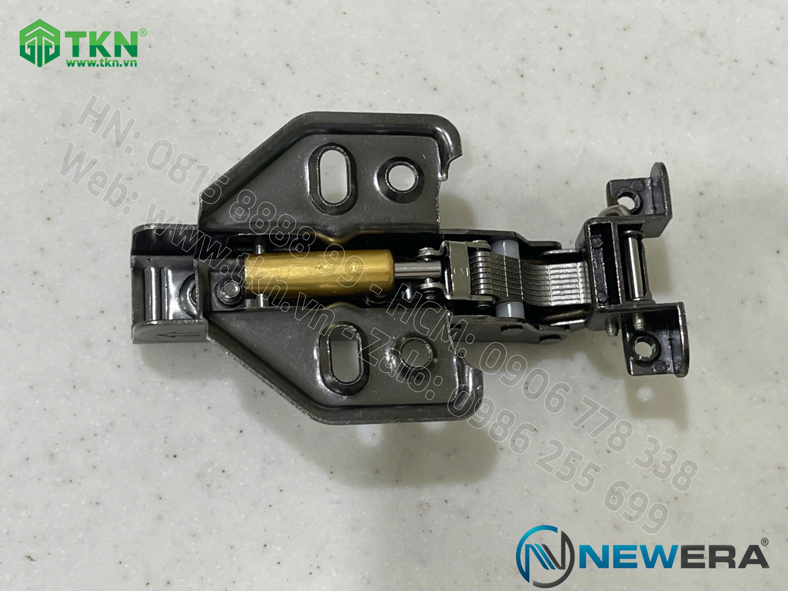 Bản lề cong vừa NewEra khung nhôm giảm chấn piston đồng dùng cho cánh kính khung nhôm 399B 7