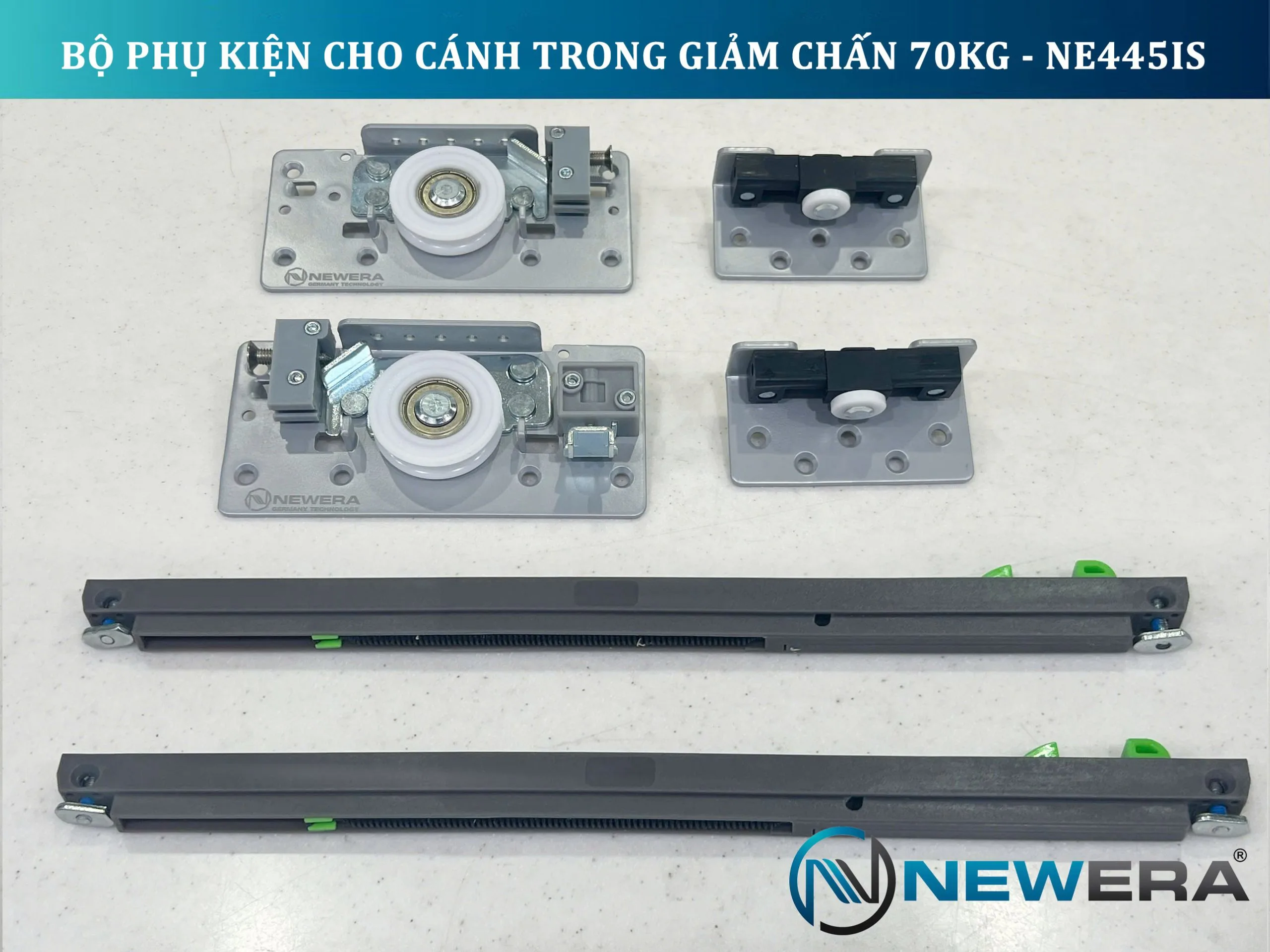 Phụ kiện cánh trong cửa lùa NewEra có giảm chấn tải trọng 70kg NE445IS