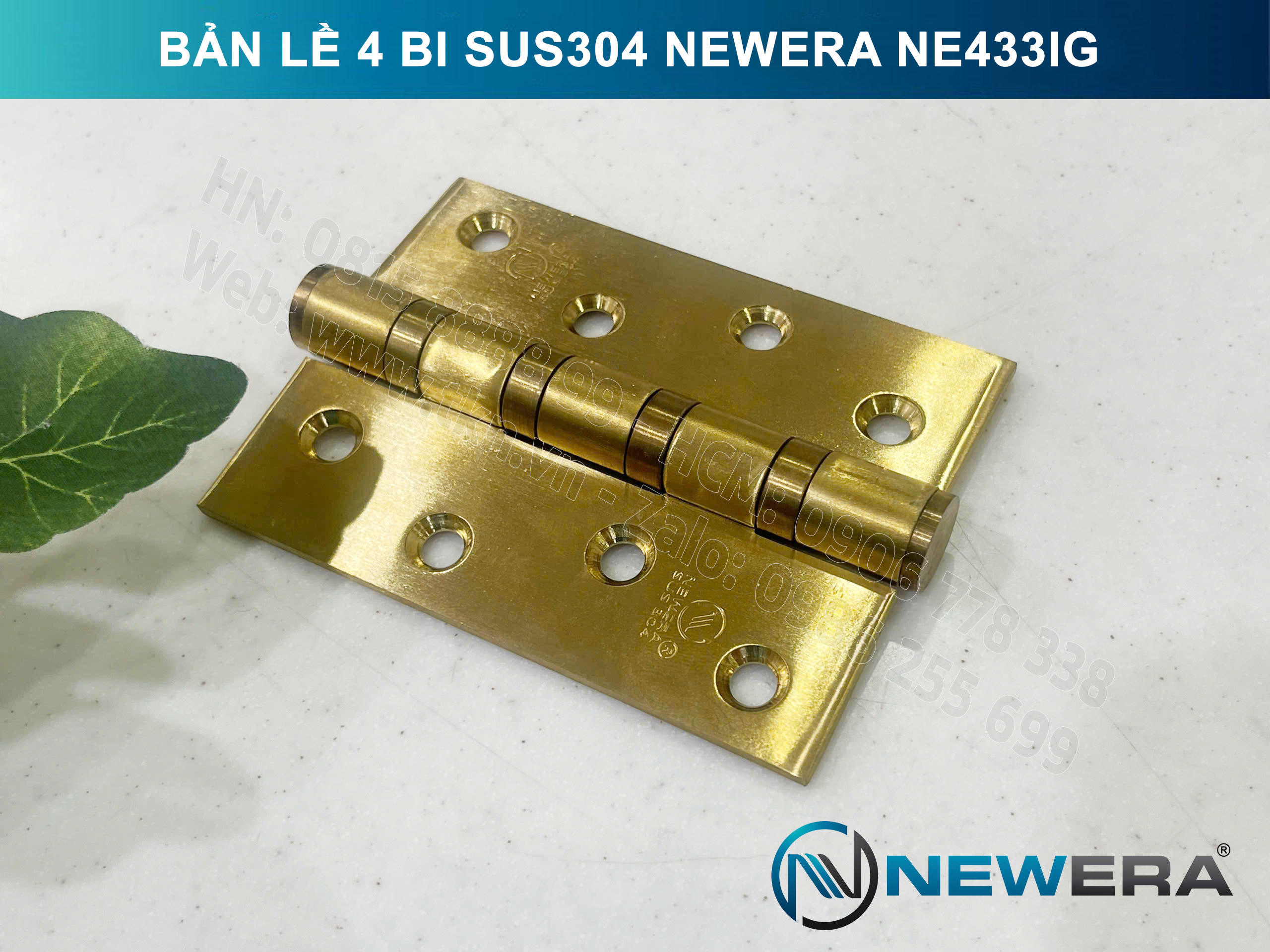 Bản lề 4 bi NewEra inox 304 NE433IG 15