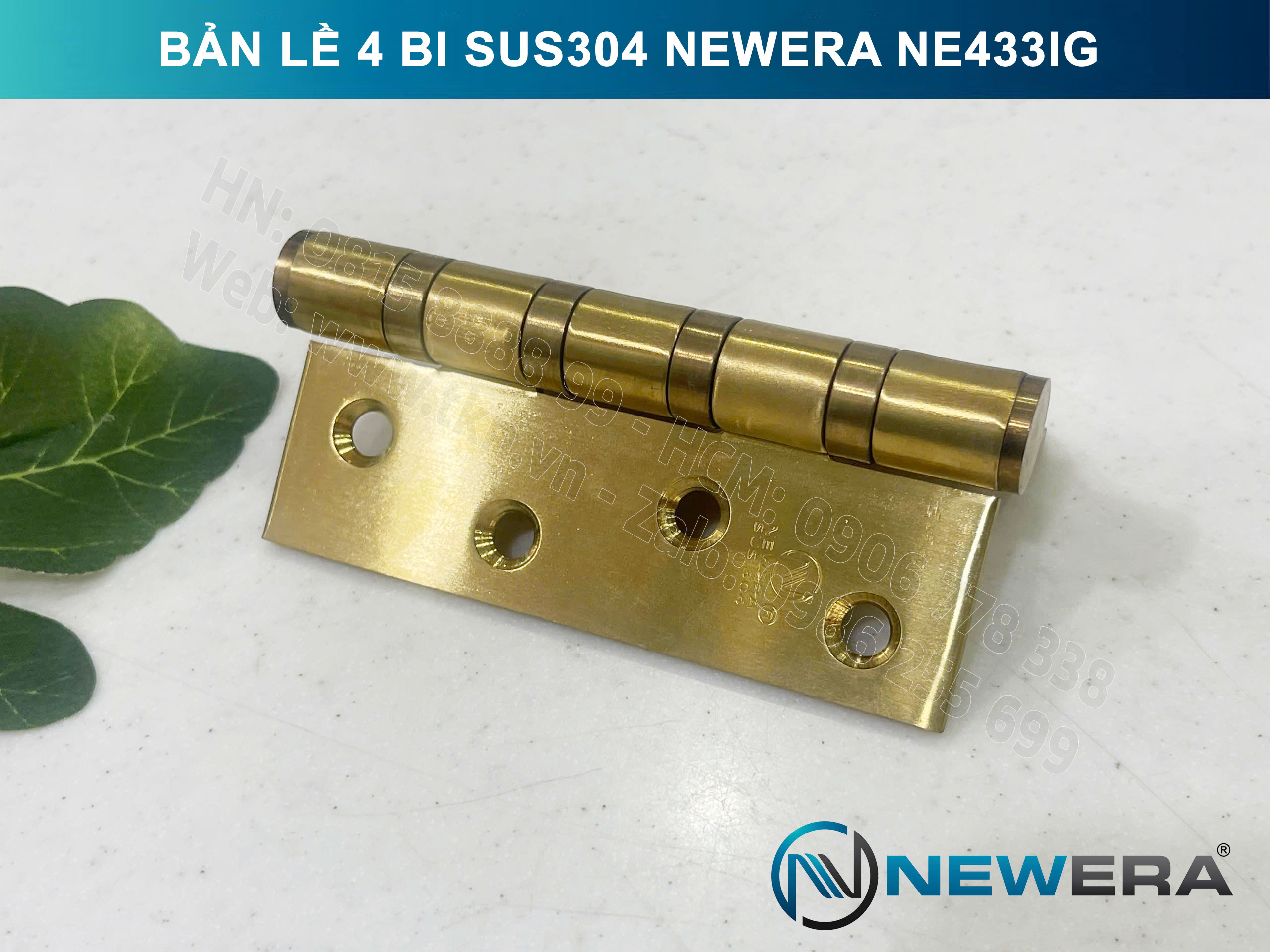 Bản lề 4 bi NewEra inox 304 NE433IG 12