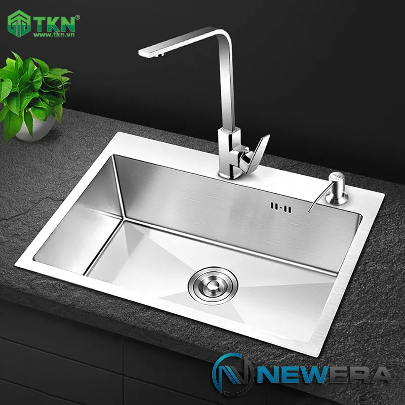 Chậu rửa handmade 1 hố SUS304 cao cấp NE6846HS