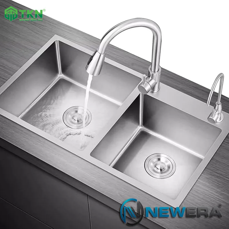 Chậu rửa handmade 2 hố SUS304 cao cấp NE7545HS