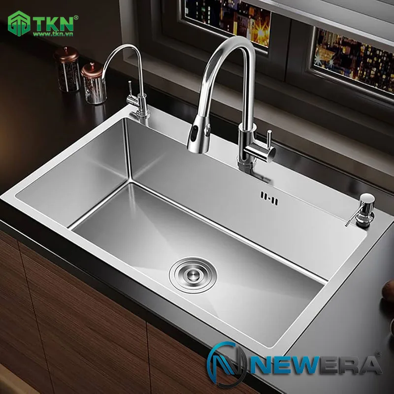 Chậu rửa handmade 1 hố SUS304 cao cấp NE7546HS