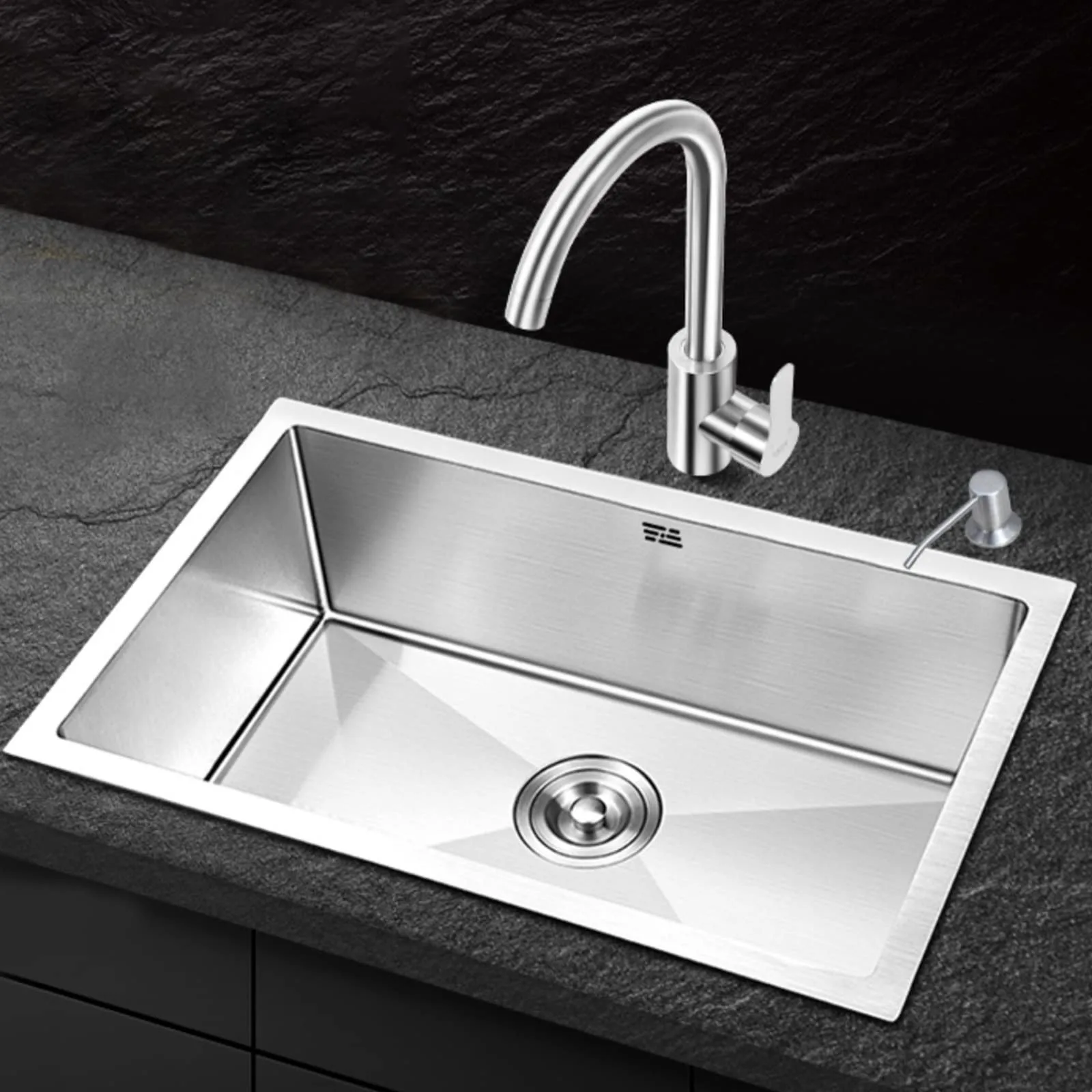 Chậu rửa handmade 1 hố SUS304 cao cấp NE7546LS