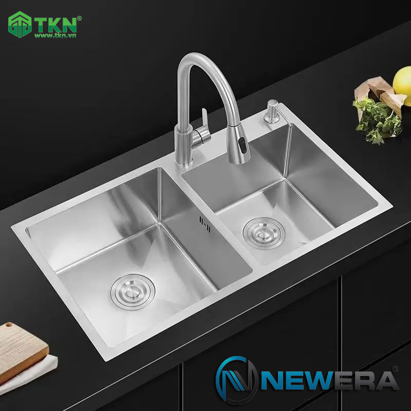 Chậu rửa handmade 2 hố SUS304 cao cấp NE8043HS