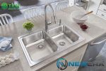 Chậu rửa 2 hố SUS304 cao cấp NE8248AS, màu SS