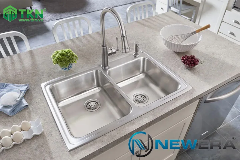 Chậu rửa 2 hố SUS304 cao cấp NE8248AS, màu SS