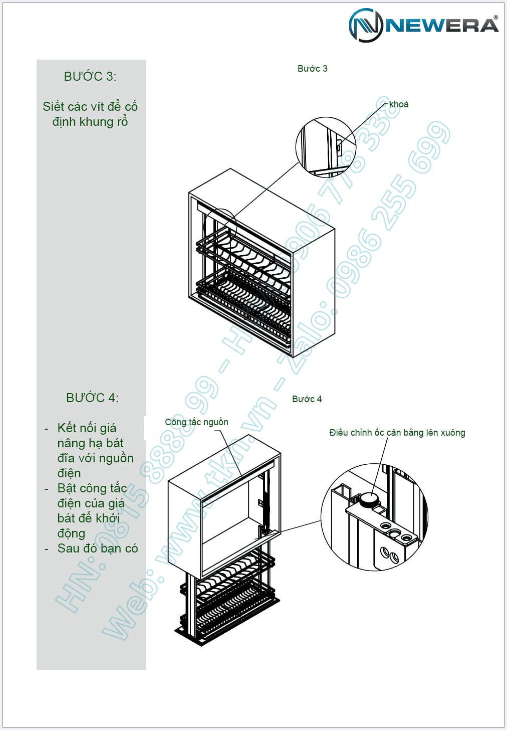Giá bát nâng hạ điện thông minh NewEra