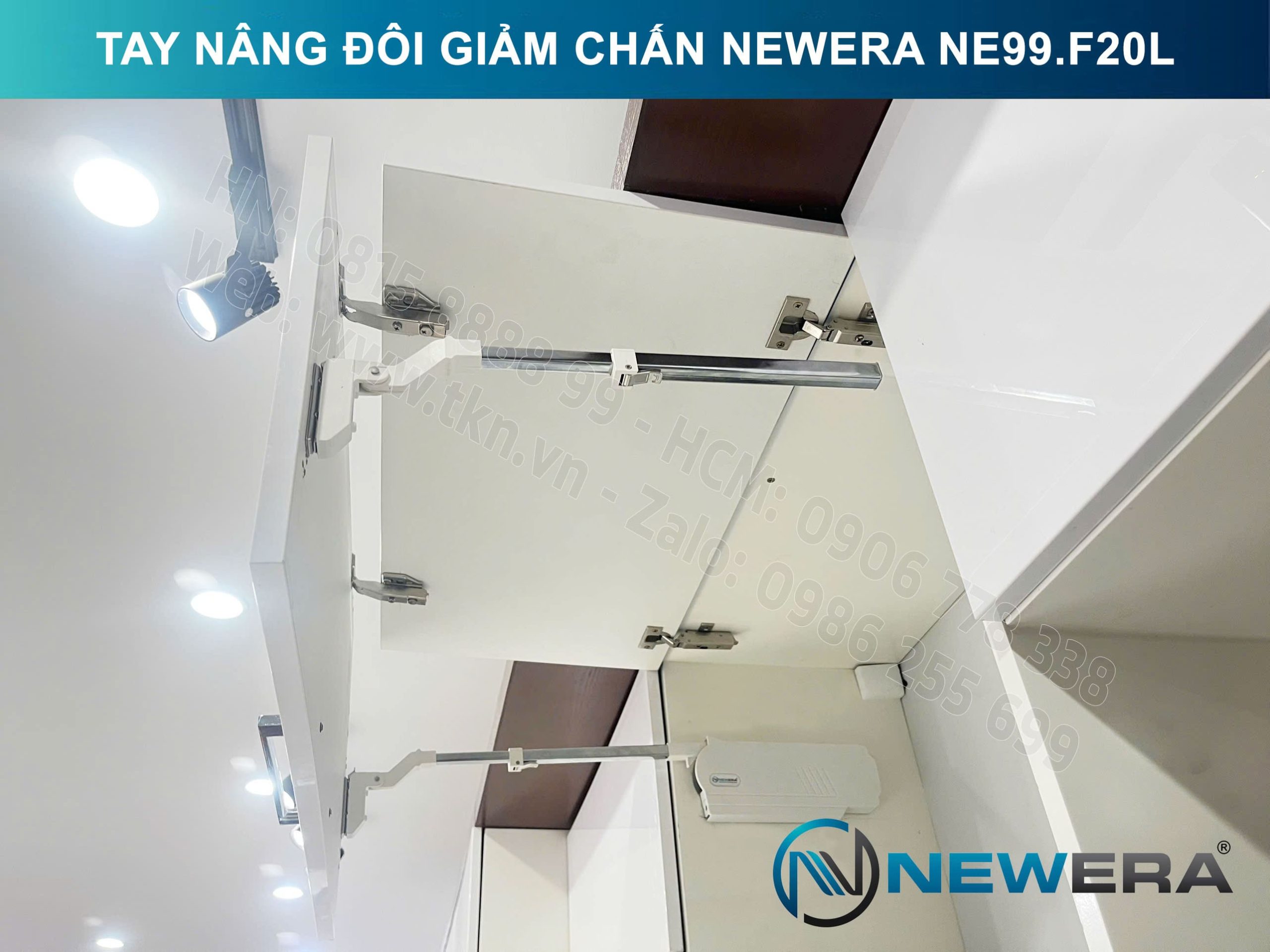 Bộ tay nâng 2 cánh NewEra giảm chấn 700-1000mm NE99.F20L 12