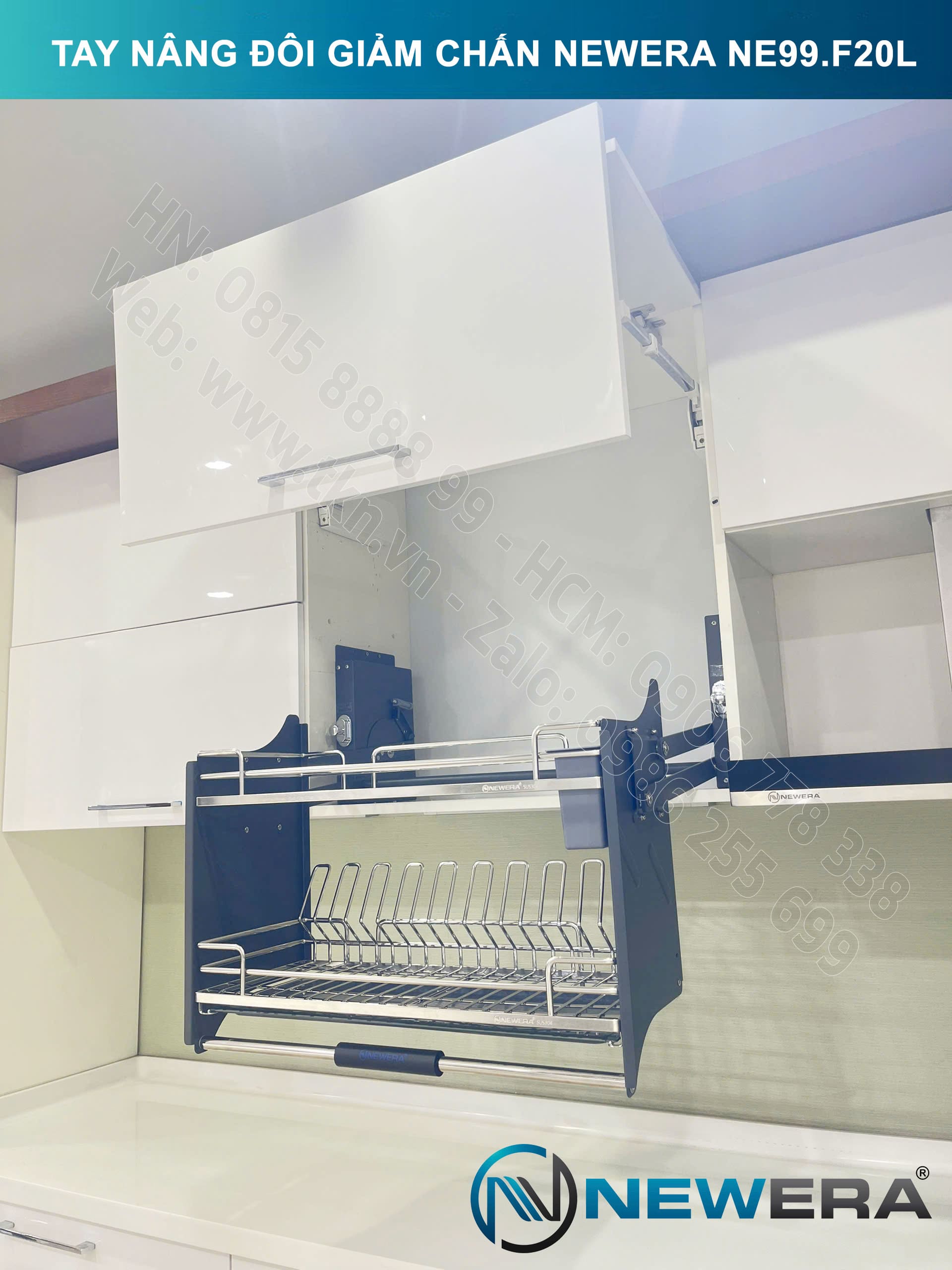 Bộ tay nâng 2 cánh NewEra giảm chấn 700-1000mm NE99.F20L 17