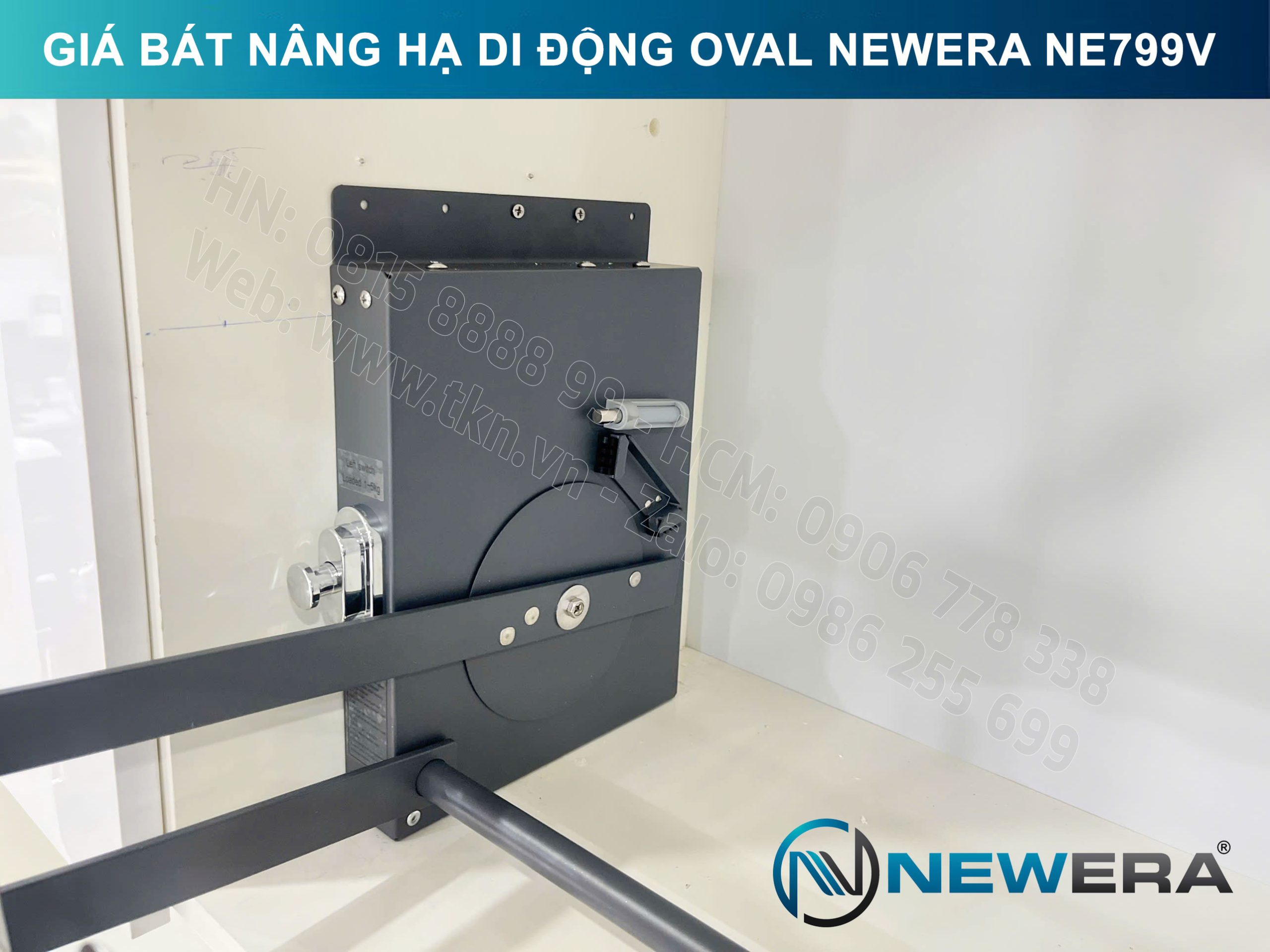 Giá bát nâng hạ di động nan Oval quả trám NewEra 700mm có ống đũa inox 304 NE799.700V 15