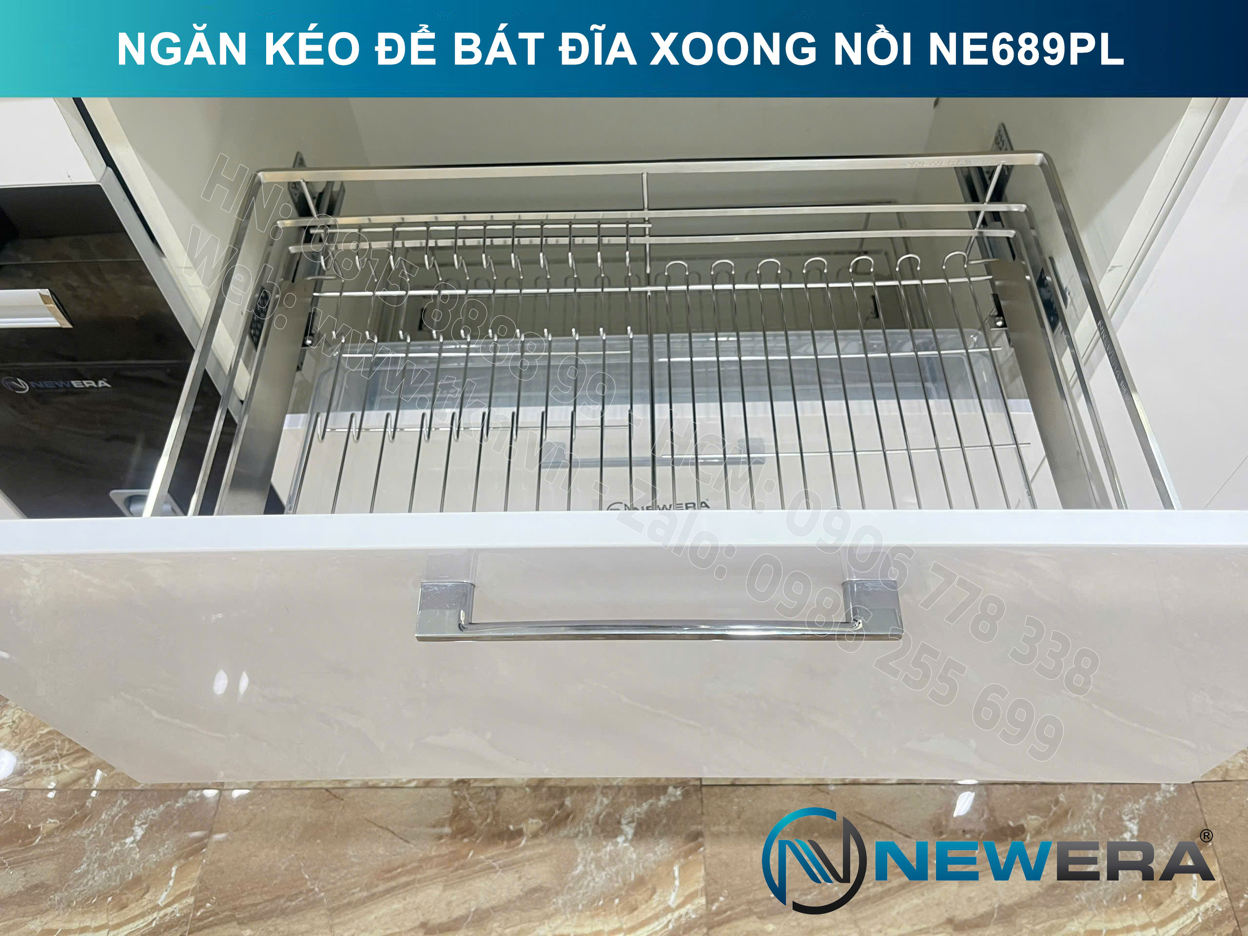 Giá để bát đĩa, xoong nồi NewEra 600mm inox 304 cánh kéo hoặc cánh mở nan dẹt NE689.600PL 1