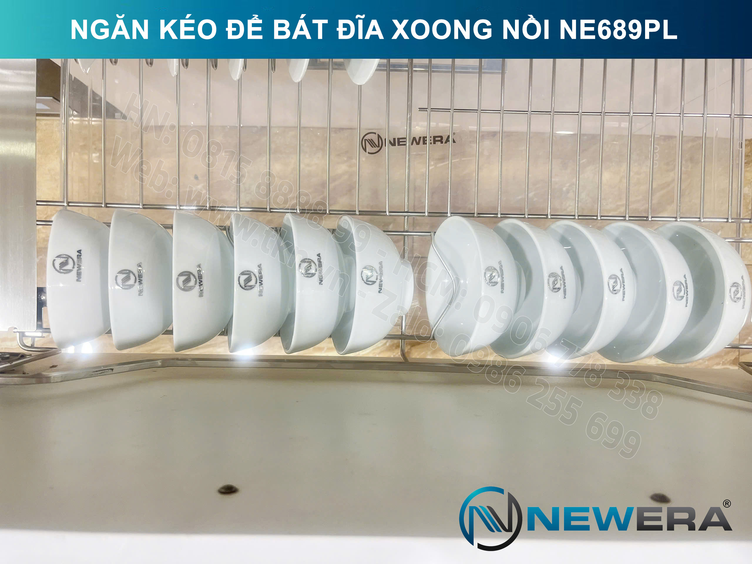 Giá để bát đĩa, xoong nồi NewEra 600mm inox 304 cánh kéo hoặc cánh mở nan dẹt NE689.600PL 13