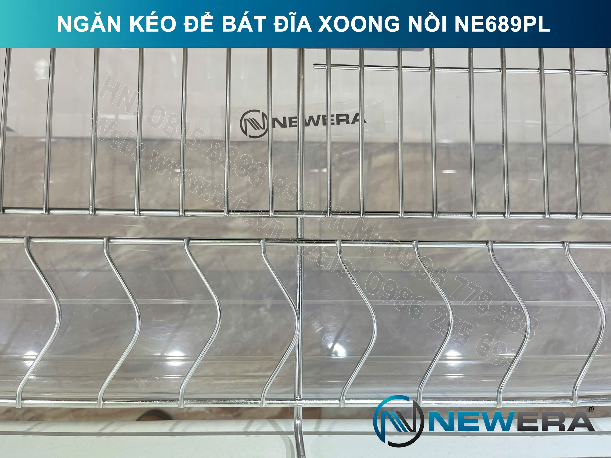 Giá để bát đĩa, xoong nồi NewEra 600mm inox 304 cánh kéo hoặc cánh mở nan dẹt NE689.600PL 6