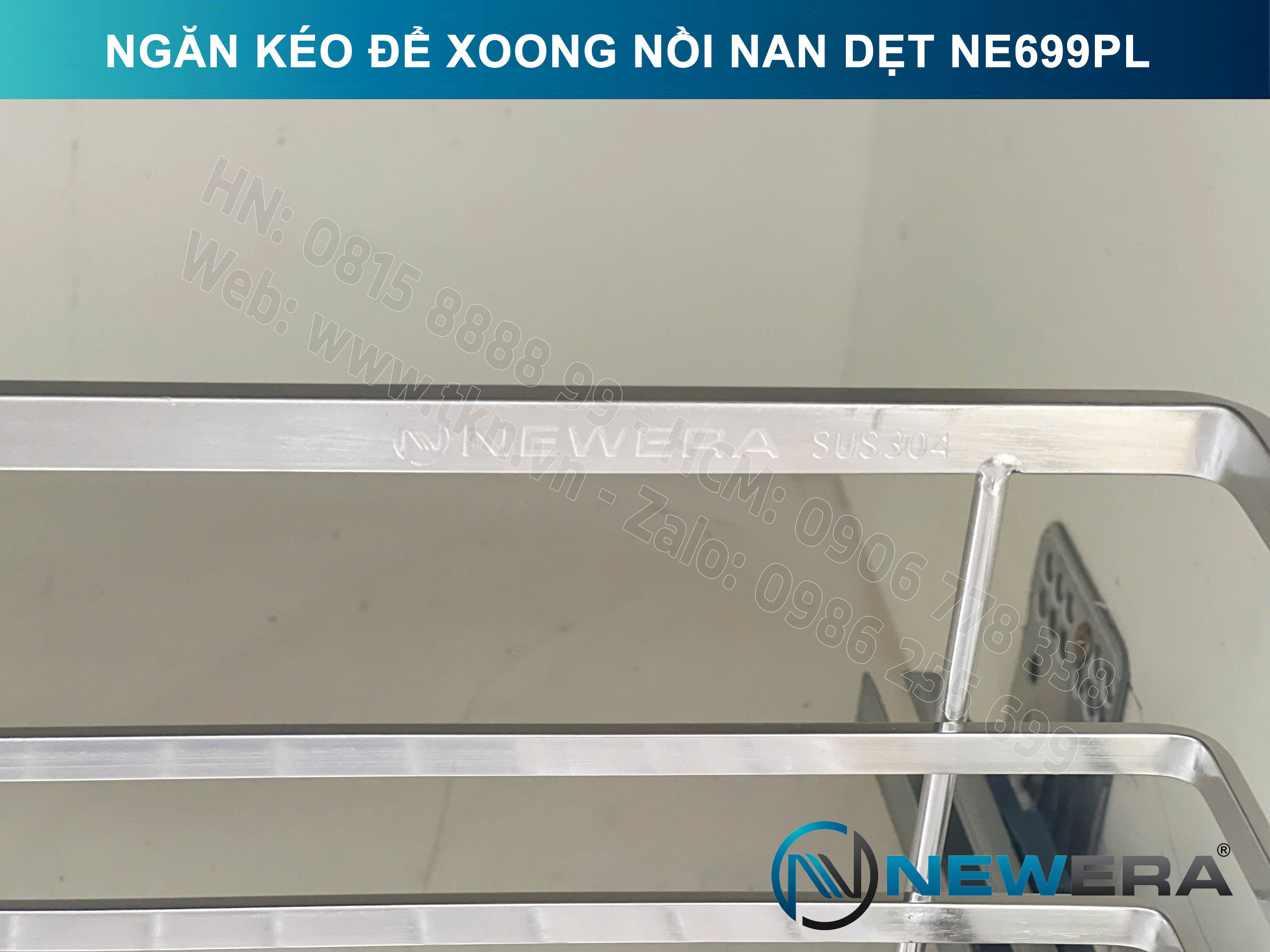 Giá để xoong nồi NewEra 600mm inox 304 cánh kéo hoặc cánh mở nan dẹt NE699.600PL 10